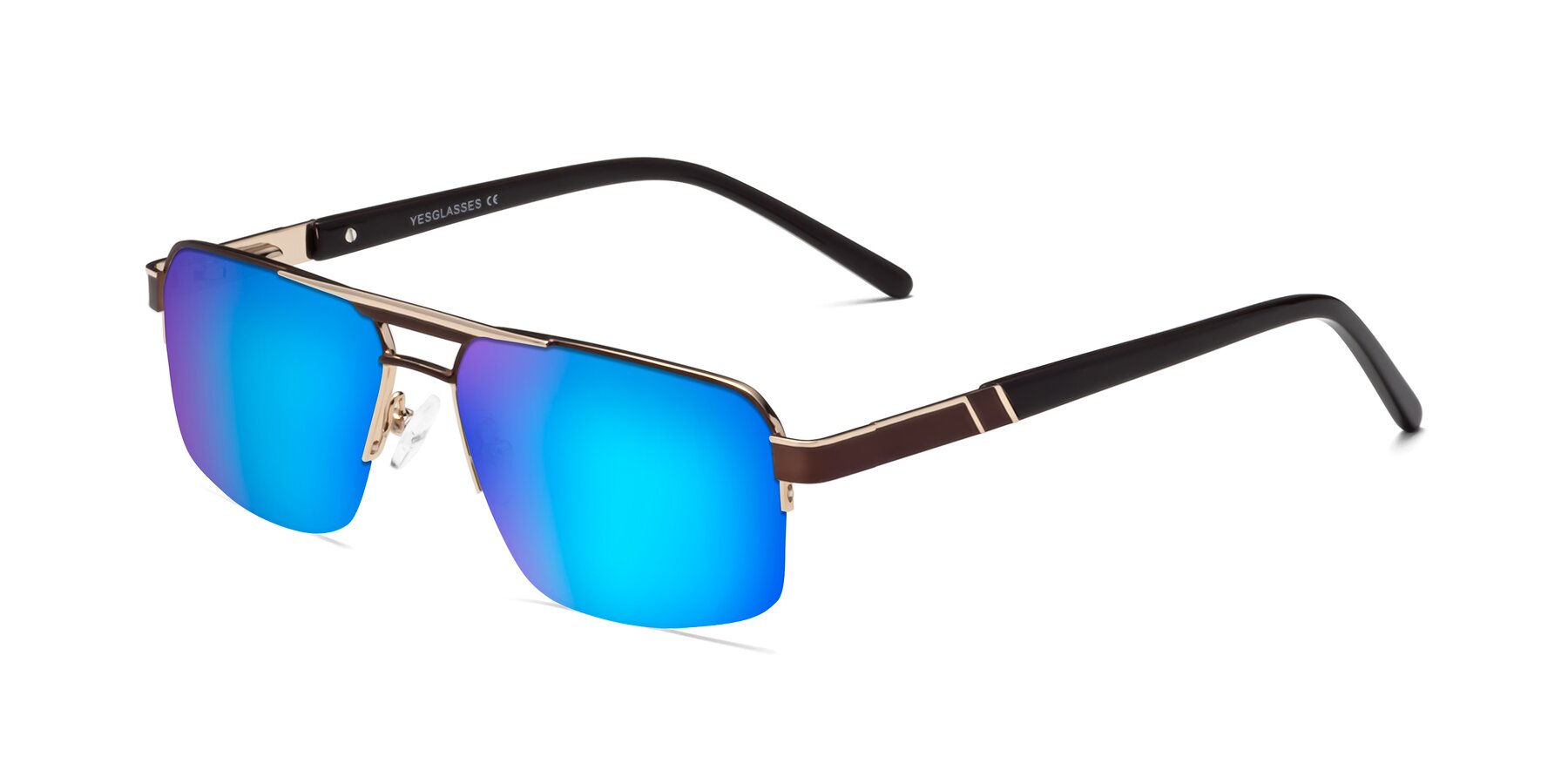 Angle of Chino in Bronze-Gold with Blue Mirrored Lenses