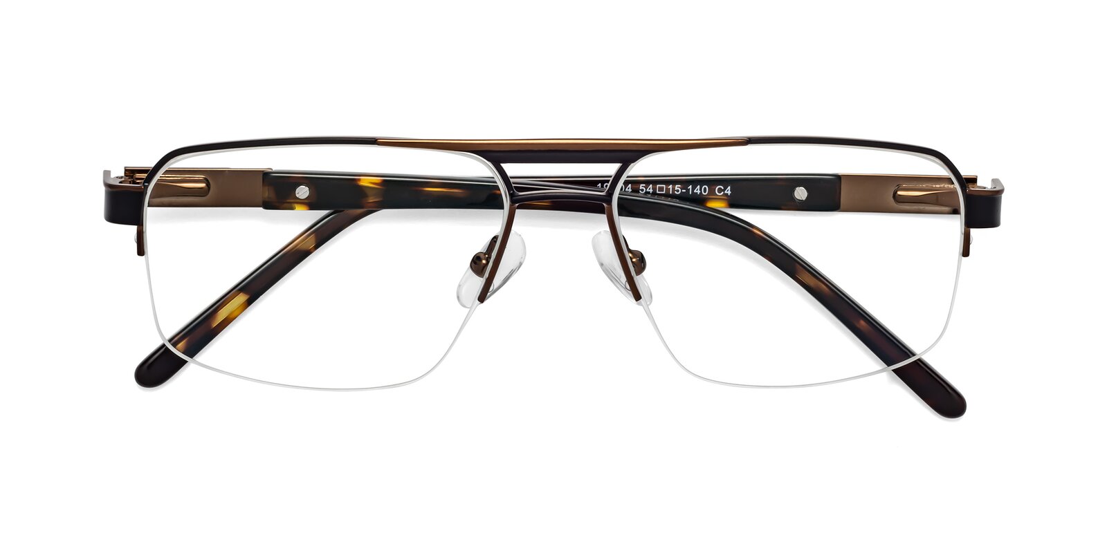 Black/Bronze Double Bridge Classic Semi-Rimless Eyeglasses - Chino