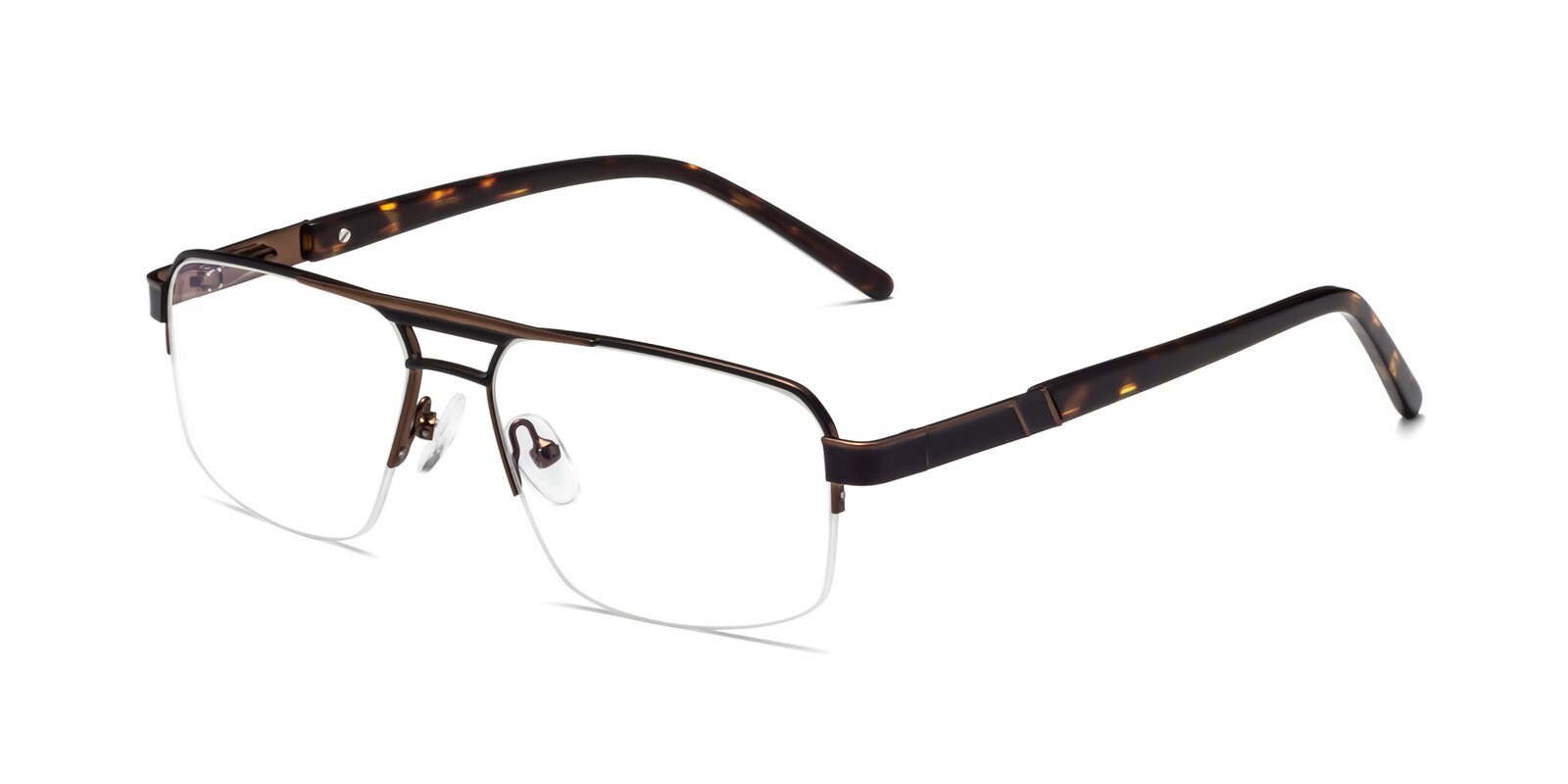 Black/Bronze Double Bridge Classic Semi-Rimless Eyeglasses - Chino
