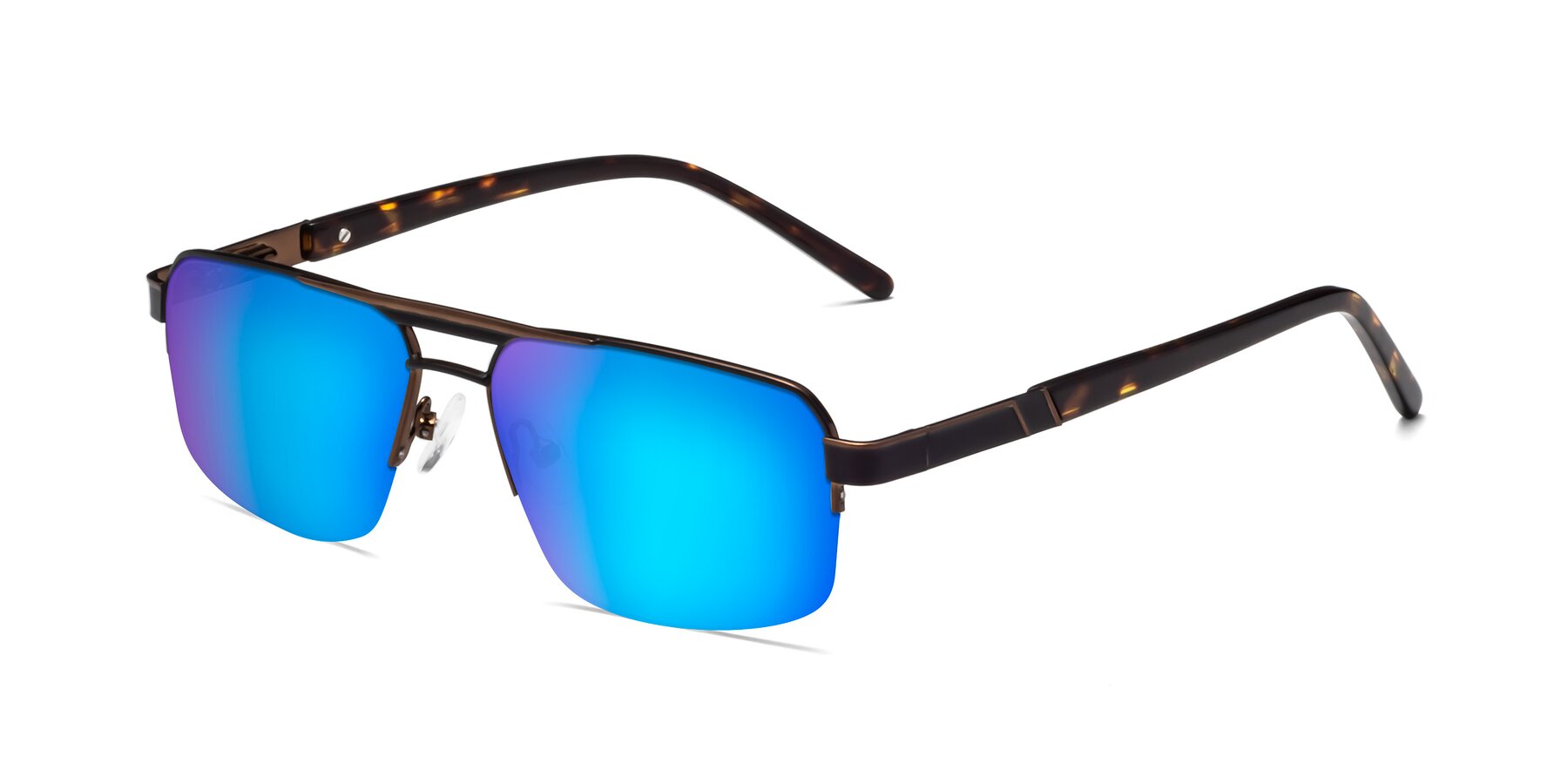 Angle of Chino in Black-Bronze with Blue Mirrored Lenses