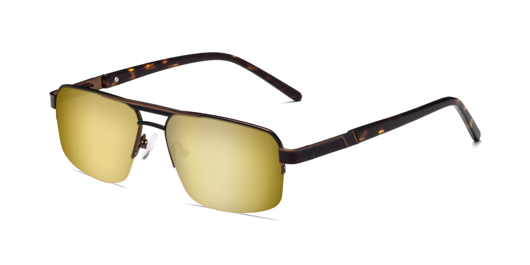 Angle of Chino in Black-Bronze with Gold Mirrored Lenses