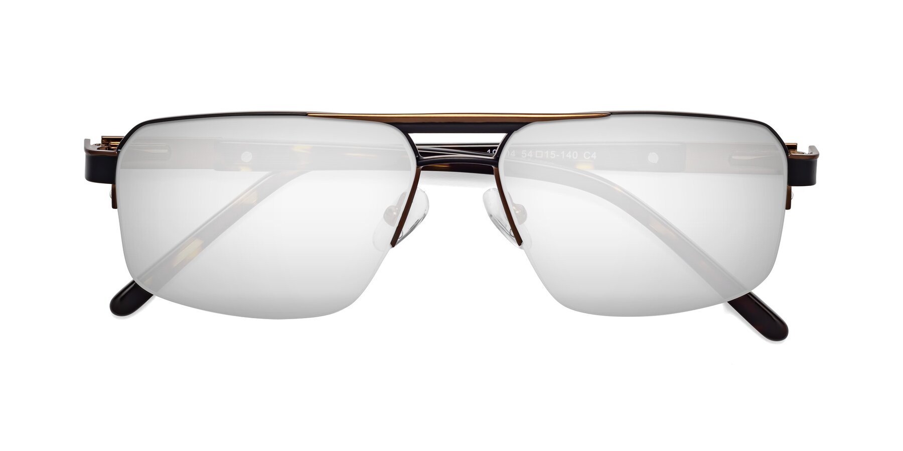 Folded Front of Chino in Black-Bronze with Silver Mirrored Lenses
