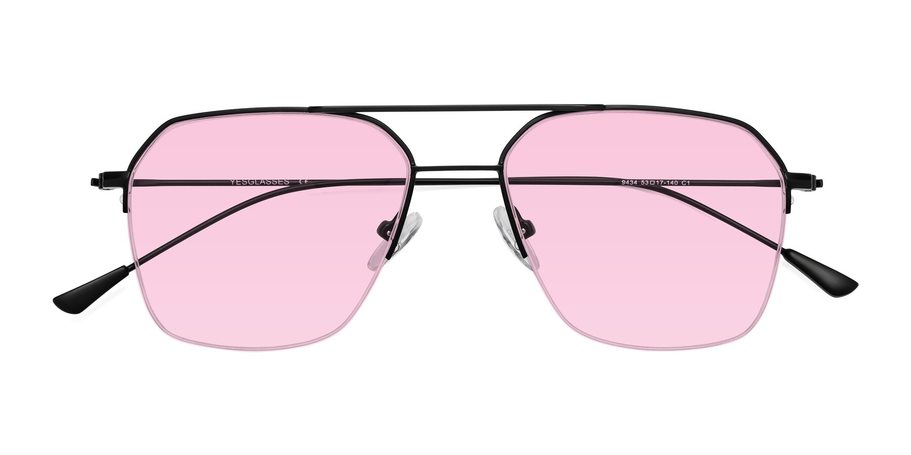 Folded Front of Largo in Matte Black with Light Pink Tinted Lenses