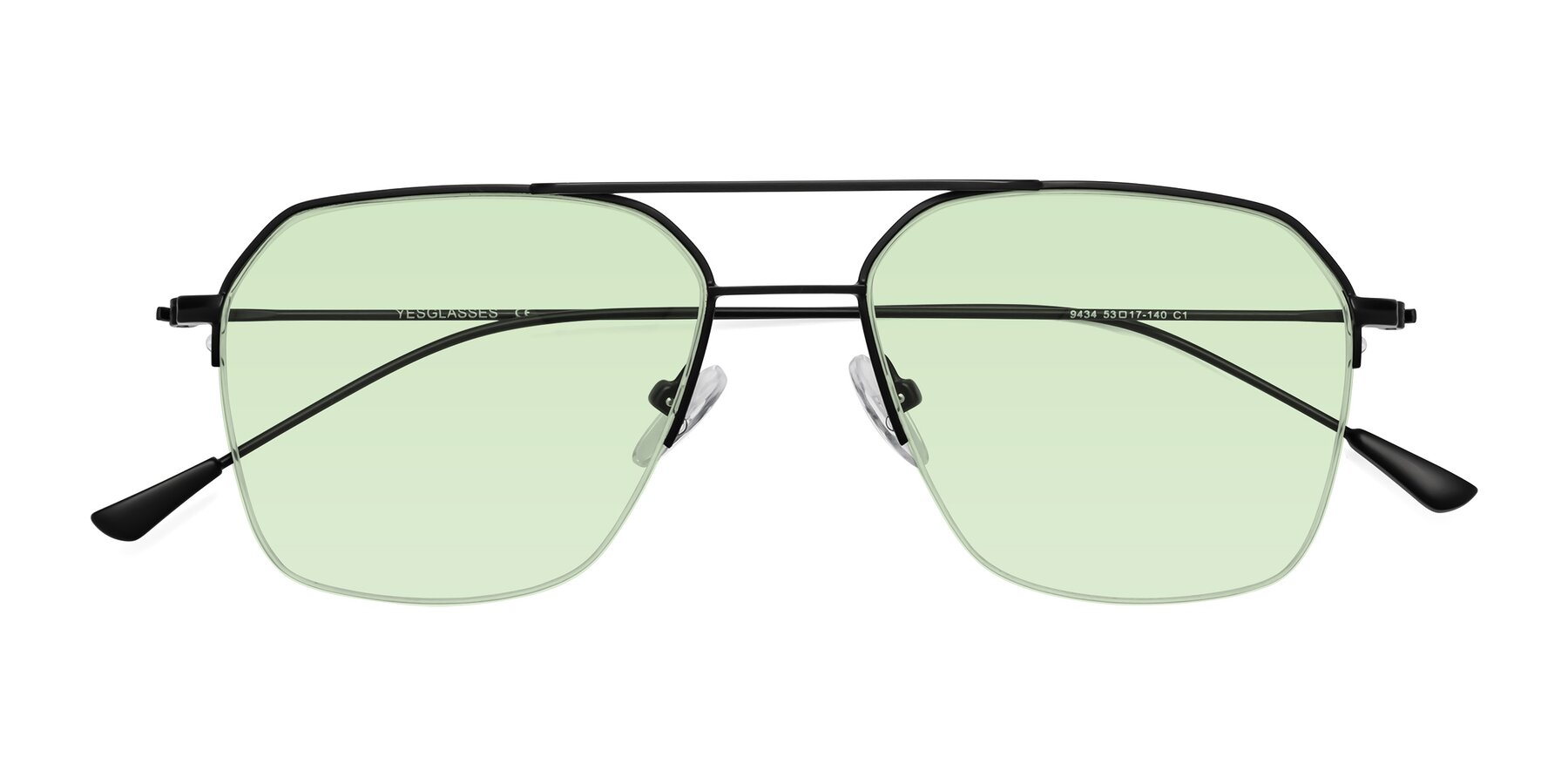 Folded Front of Largo in Matte Black with Light Green Tinted Lenses