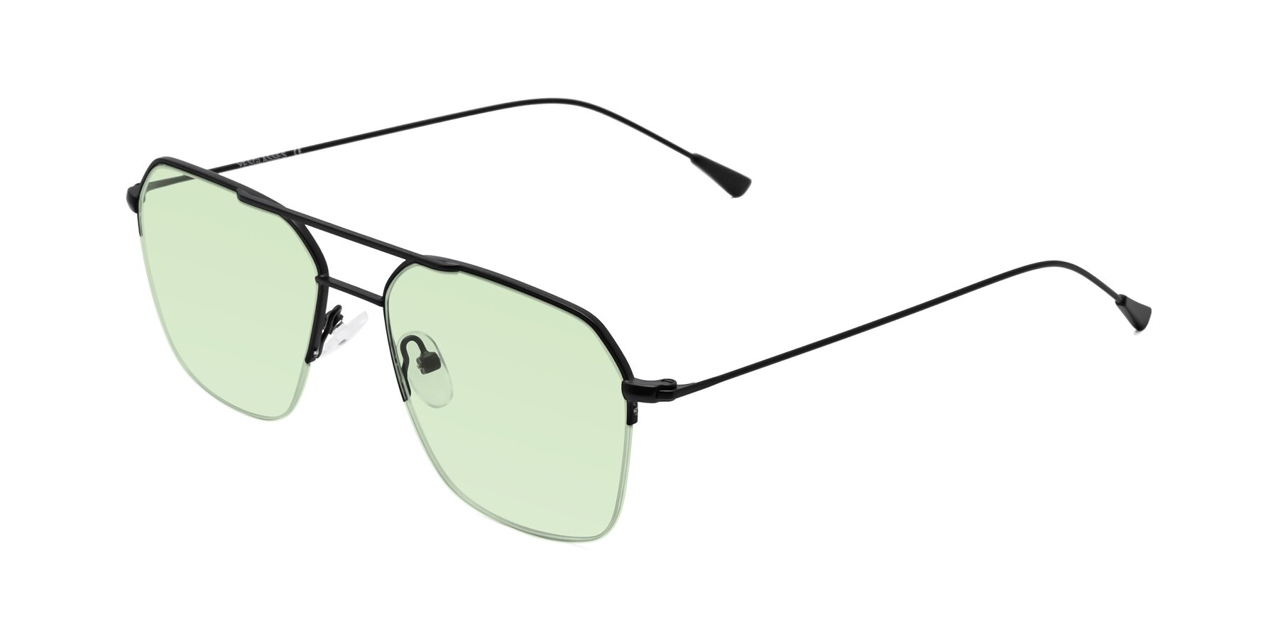 Angle of Largo in Matte Black with Light Green Tinted Lenses