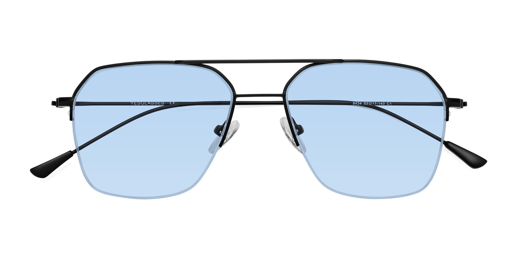 Folded Front of Largo in Matte Black with Light Blue Tinted Lenses