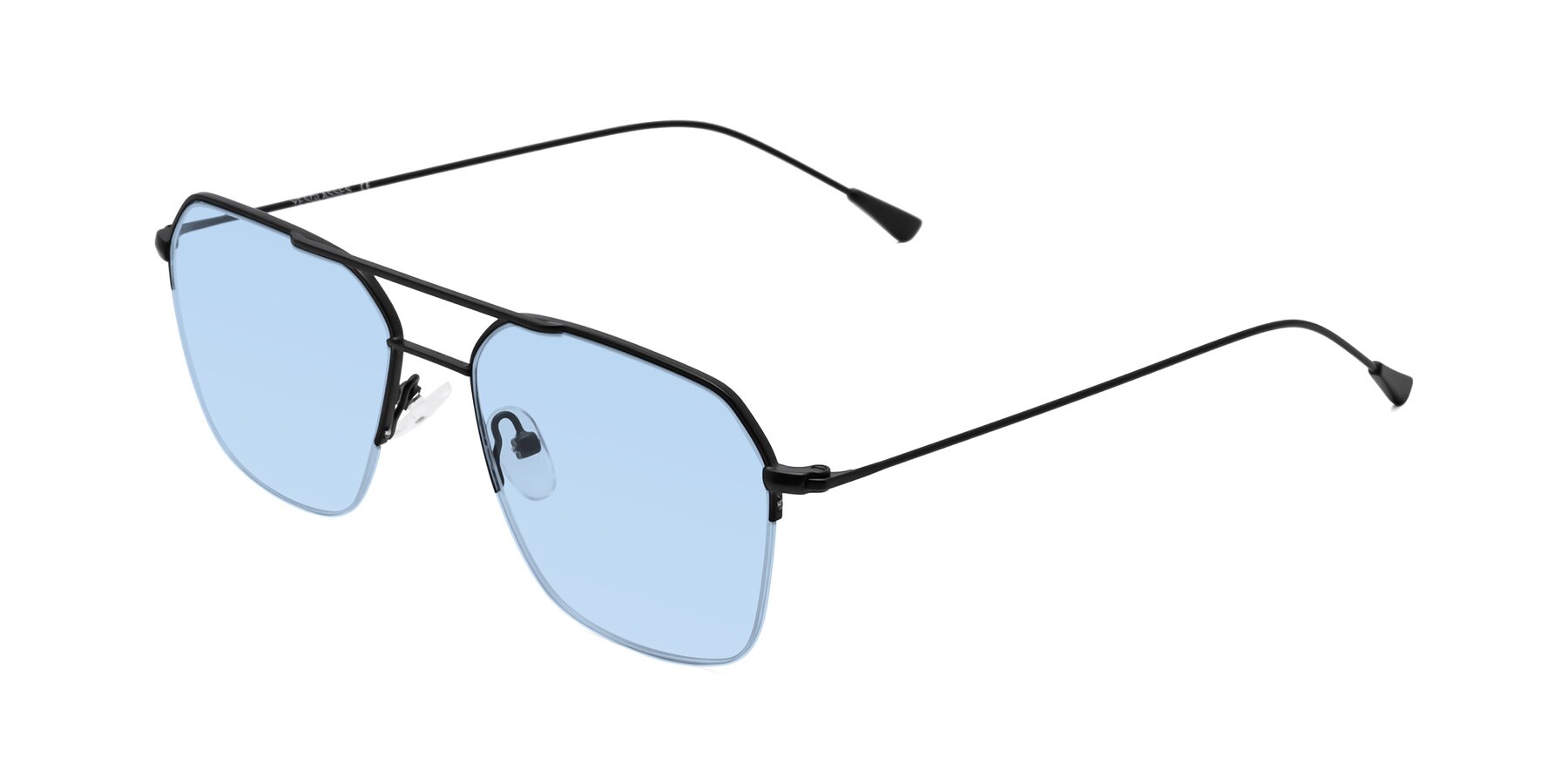 Angle of Largo in Matte Black with Light Blue Tinted Lenses