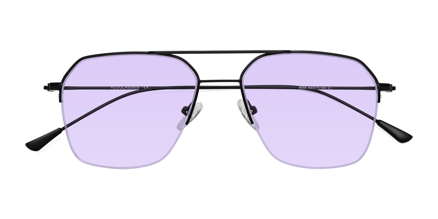 Folded Front of Largo in Matte Black with Light Purple Tinted Lenses