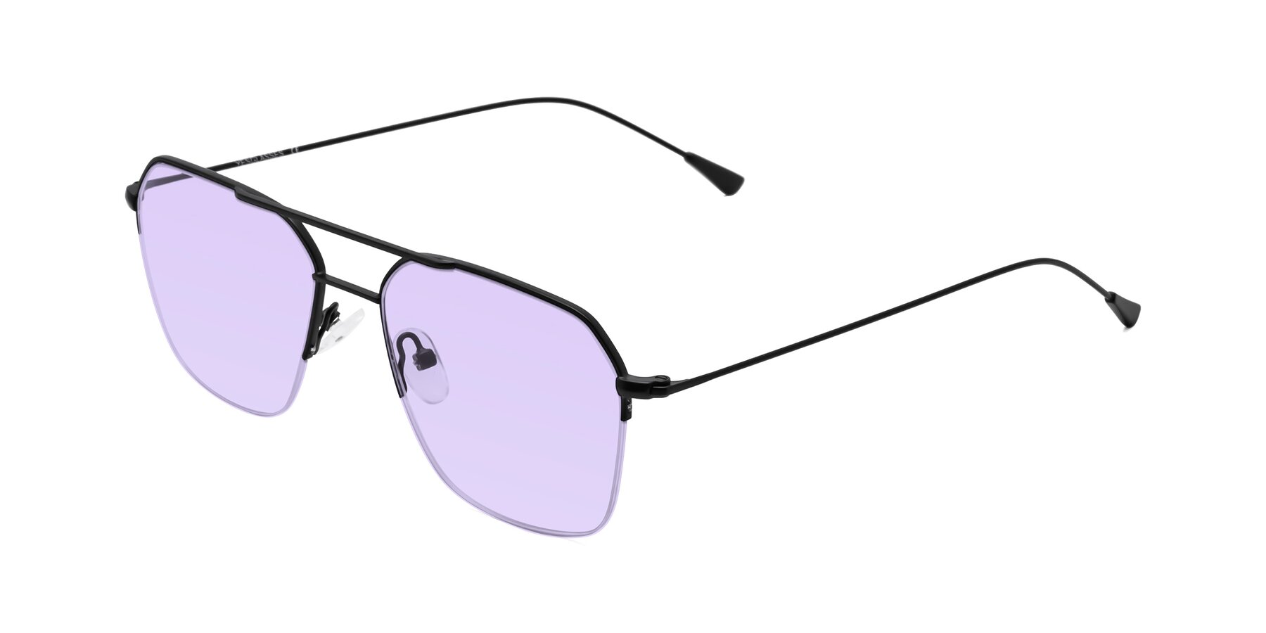 Angle of Largo in Matte Black with Light Purple Tinted Lenses