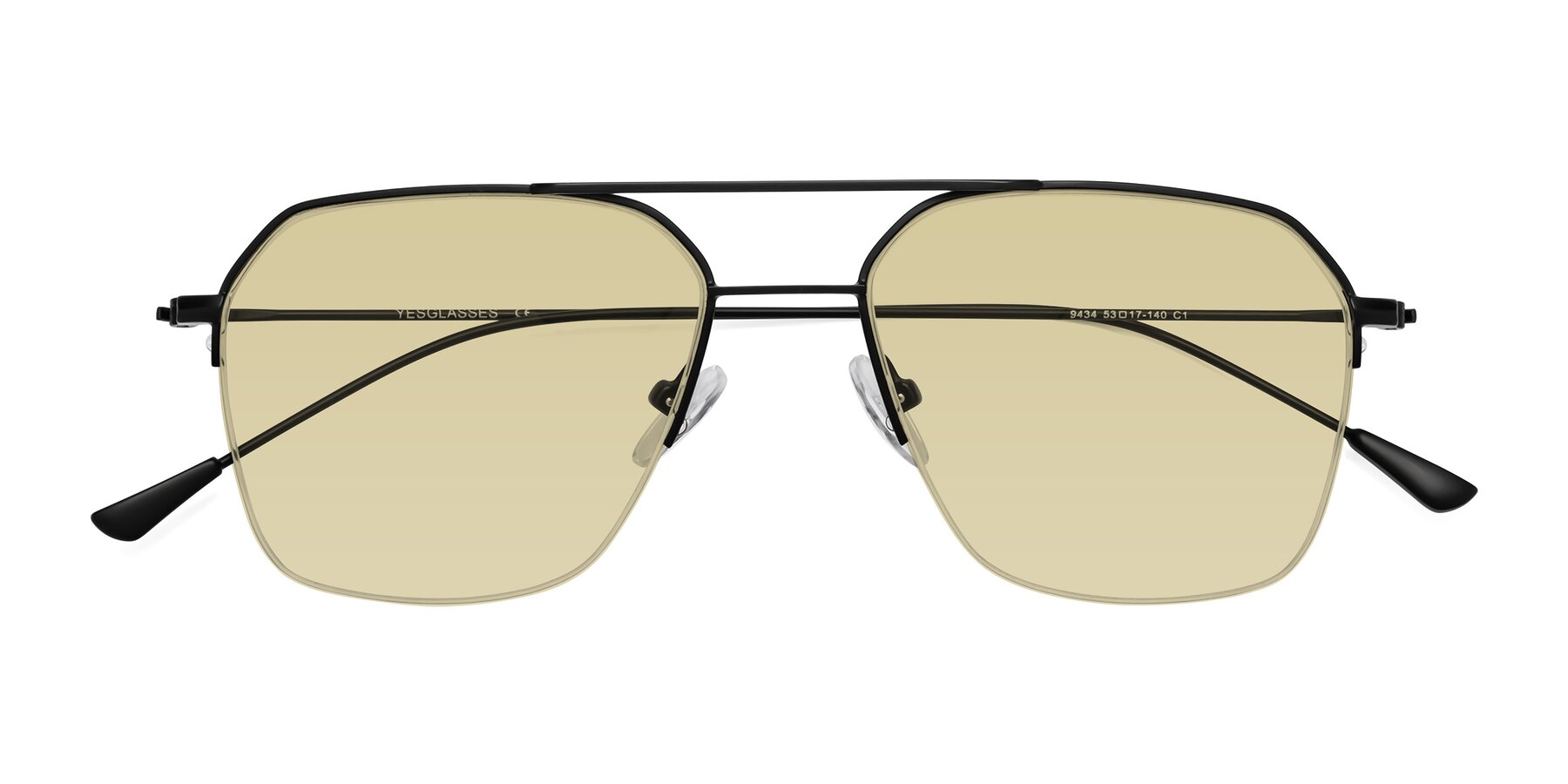 Folded Front of Largo in Matte Black with Light Champagne Tinted Lenses