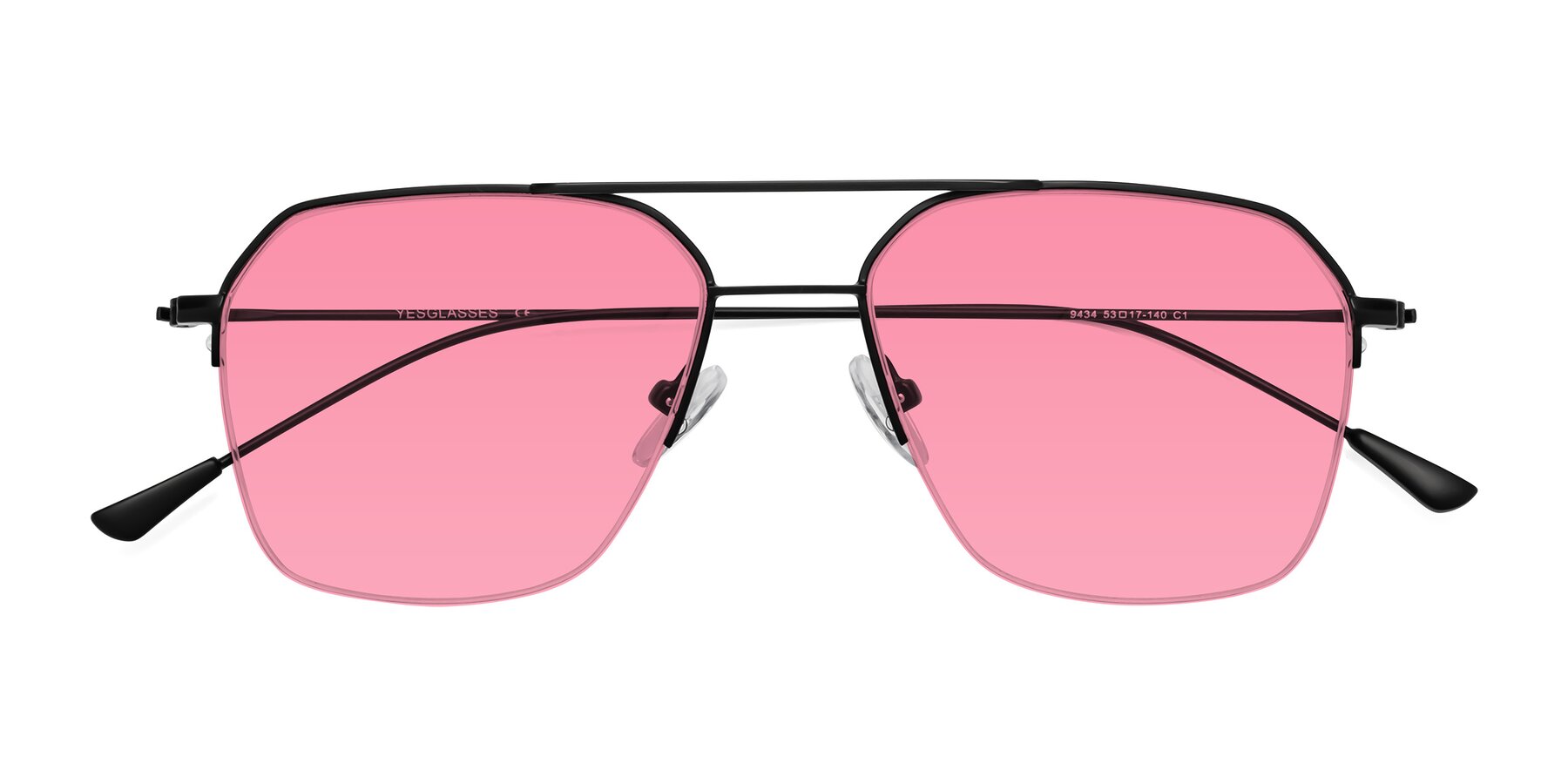 Folded Front of Largo in Matte Black with Pink Tinted Lenses
