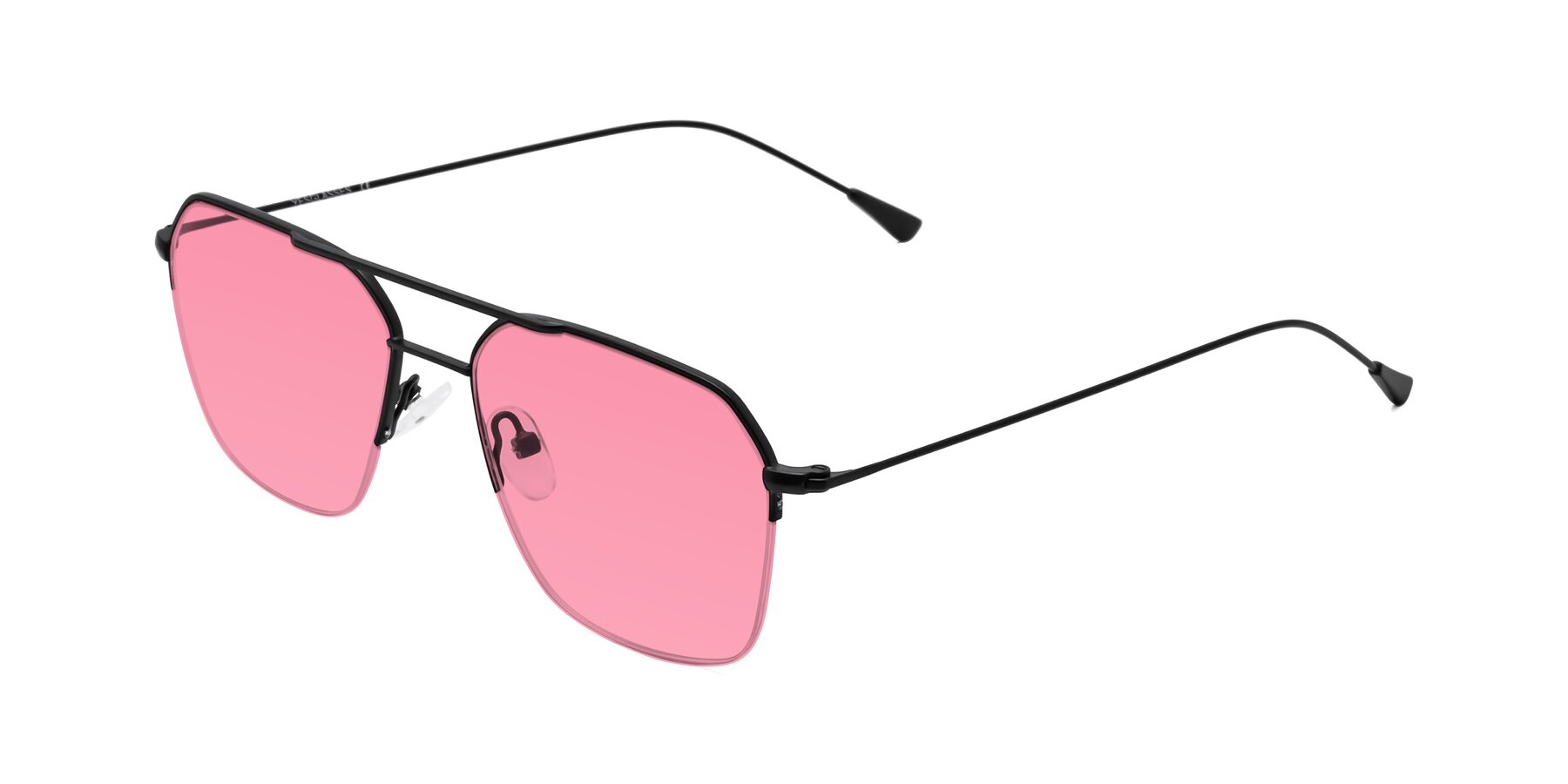 Angle of Largo in Matte Black with Pink Tinted Lenses