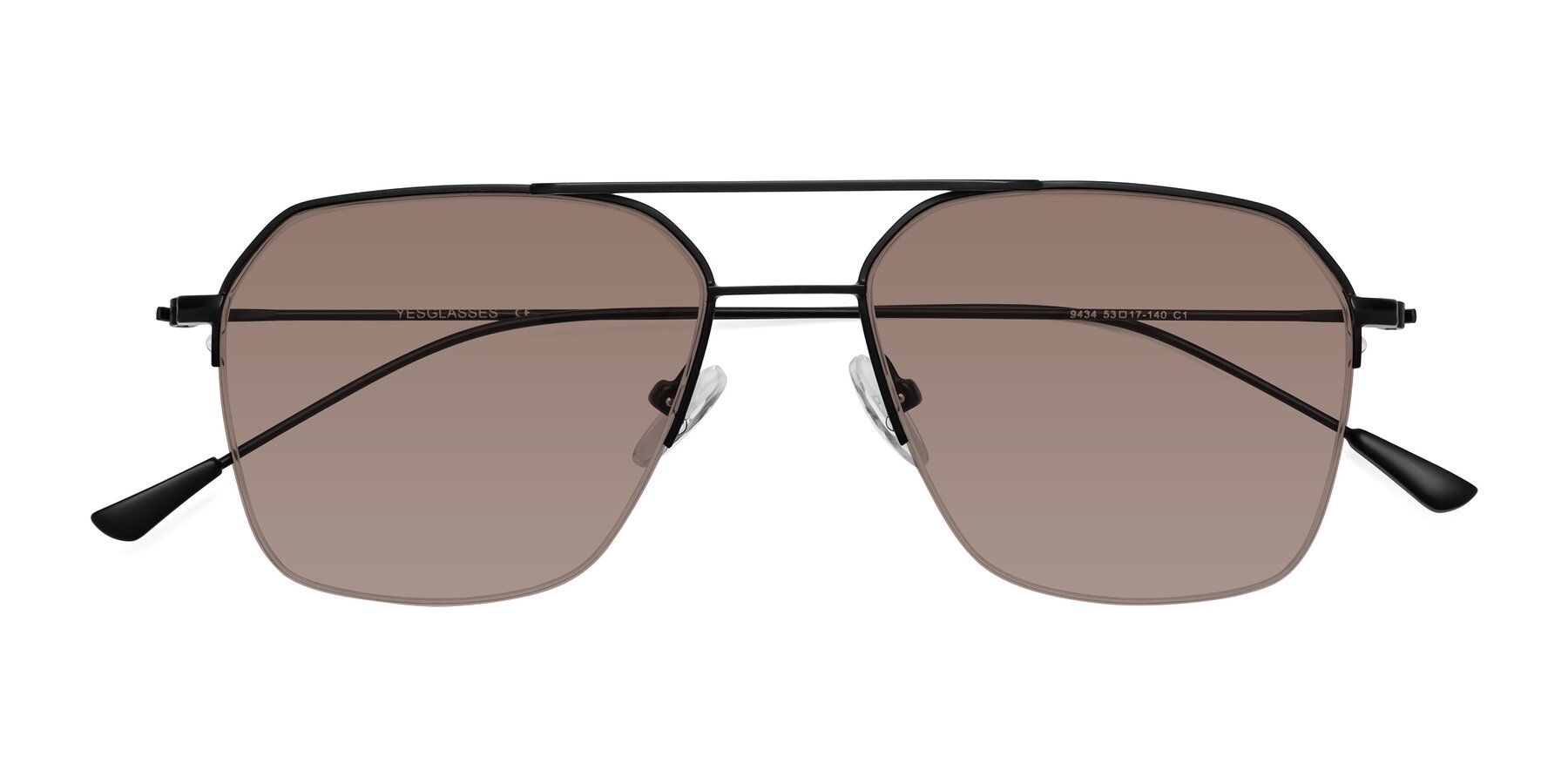 Folded Front of Largo in Matte Black with Medium Brown Tinted Lenses