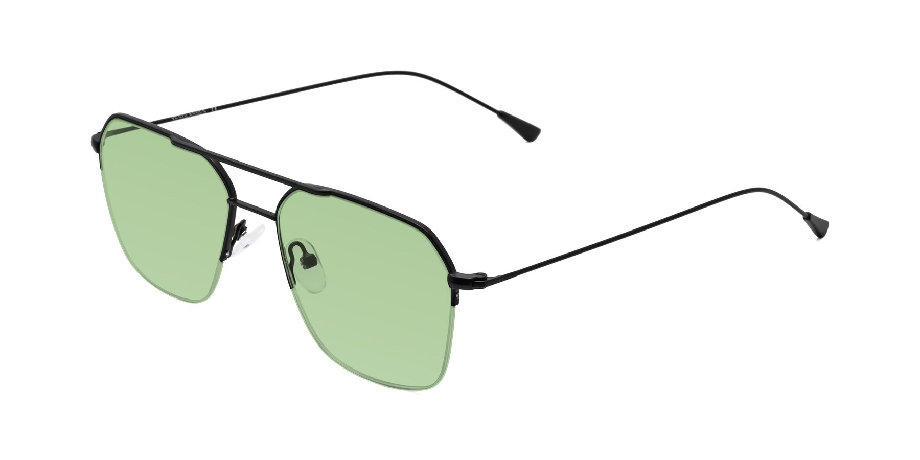 Angle of Largo in Matte Black with Medium Green Tinted Lenses
