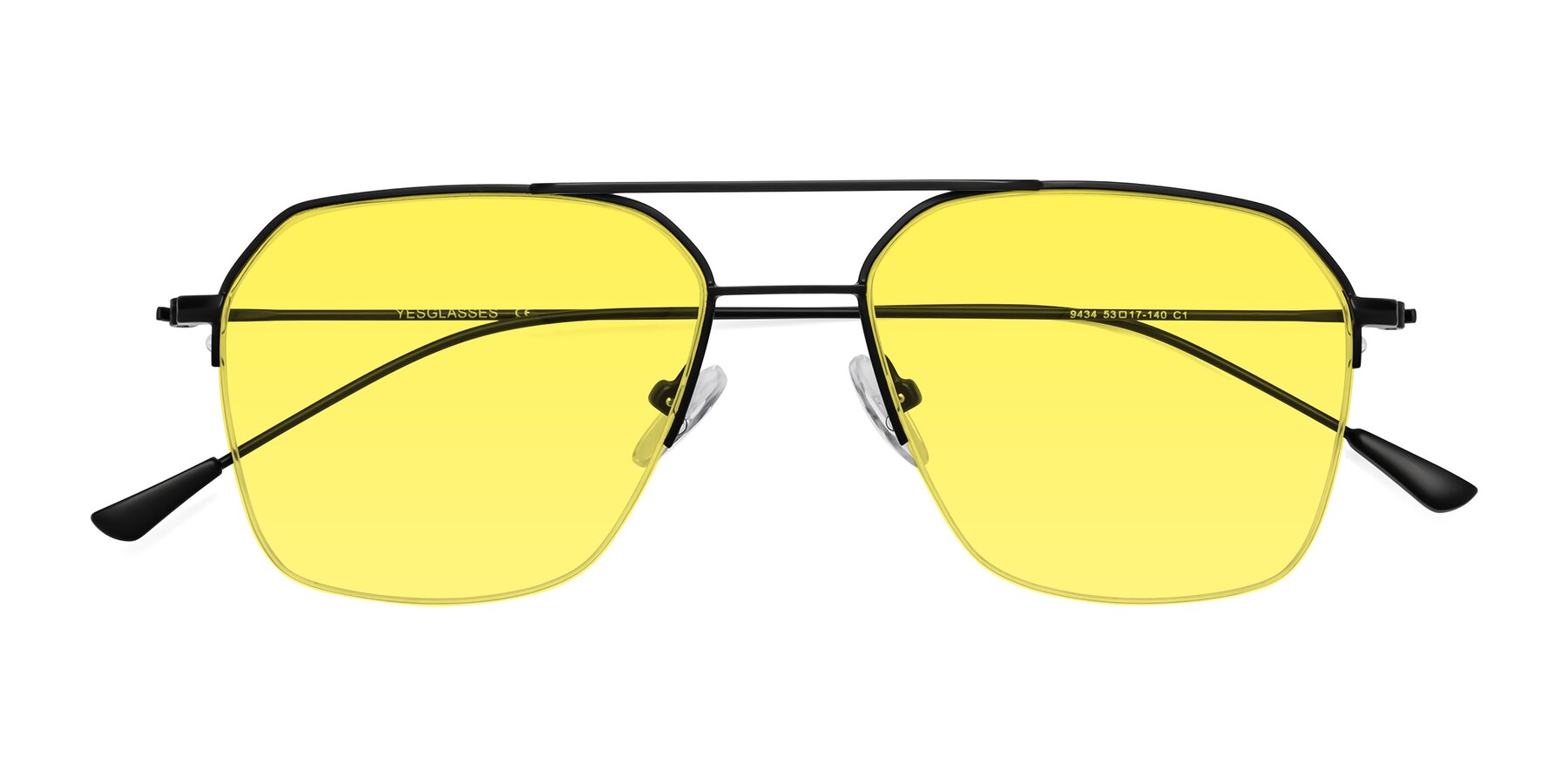 Folded Front of Largo in Matte Black with Medium Yellow Tinted Lenses