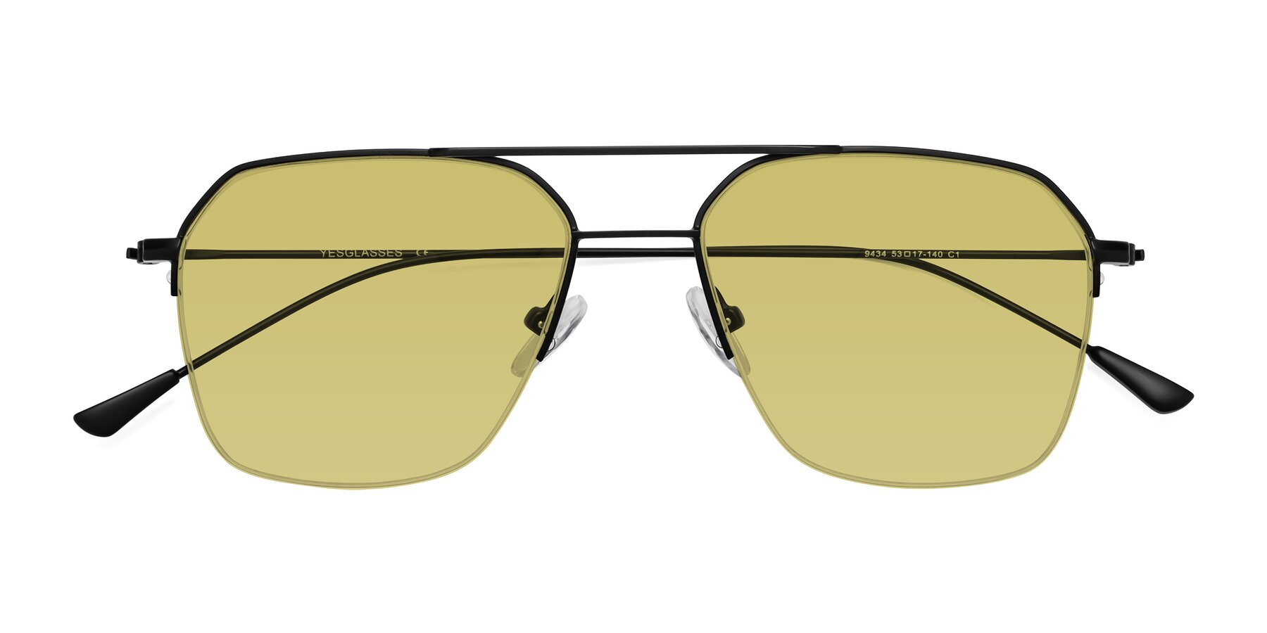 Folded Front of Largo in Matte Black with Medium Champagne Tinted Lenses