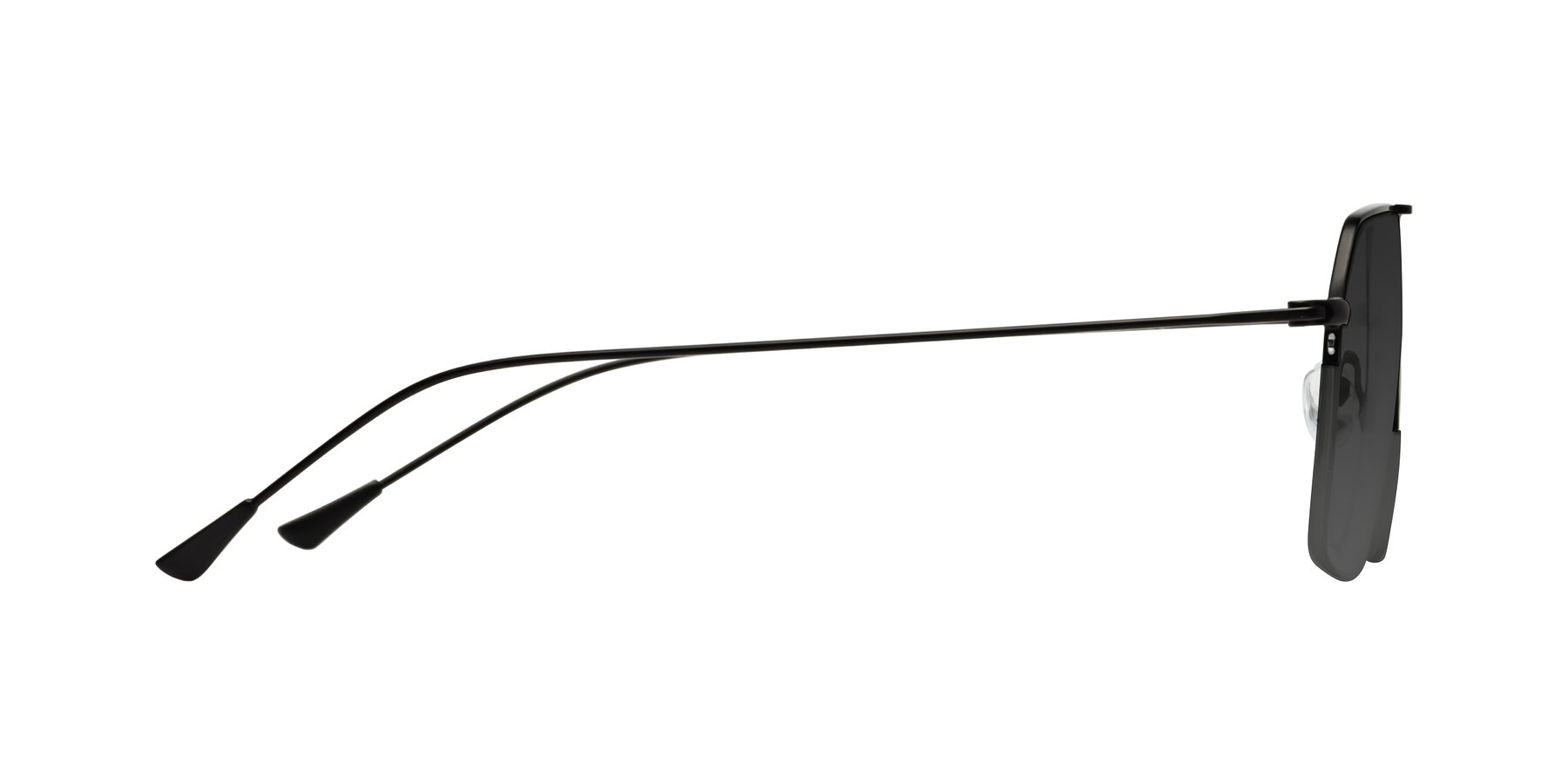 Matte Black Grandpa Geometric Semi-Rimless Tinted Sunglasses with Gray Sunwear Lenses - Largo