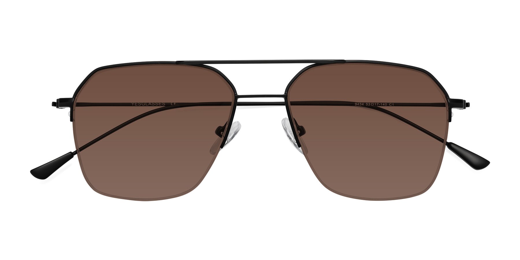 Folded Front of Largo in Matte Black with Brown Tinted Lenses
