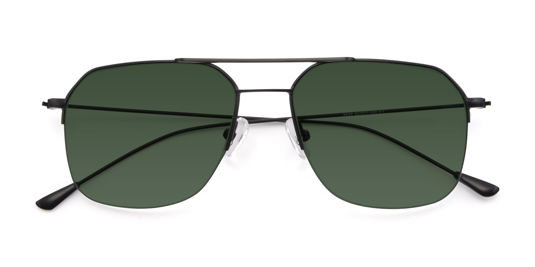 Folded Front of 9434 in Matte Black with Green Tinted Lenses