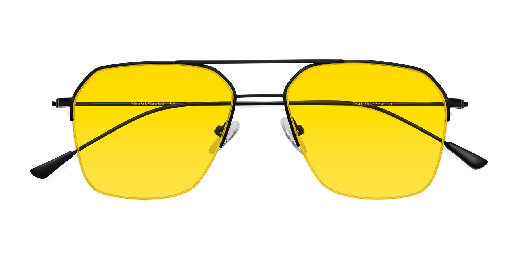 Folded Front of Largo in Matte Black with Yellow Tinted Lenses