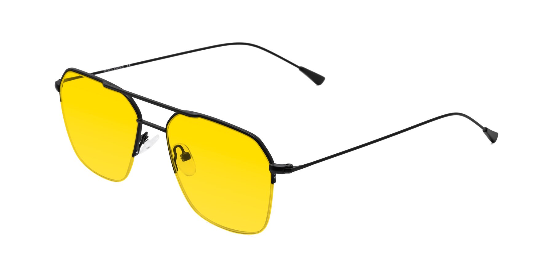 Angle of Largo in Matte Black with Yellow Tinted Lenses