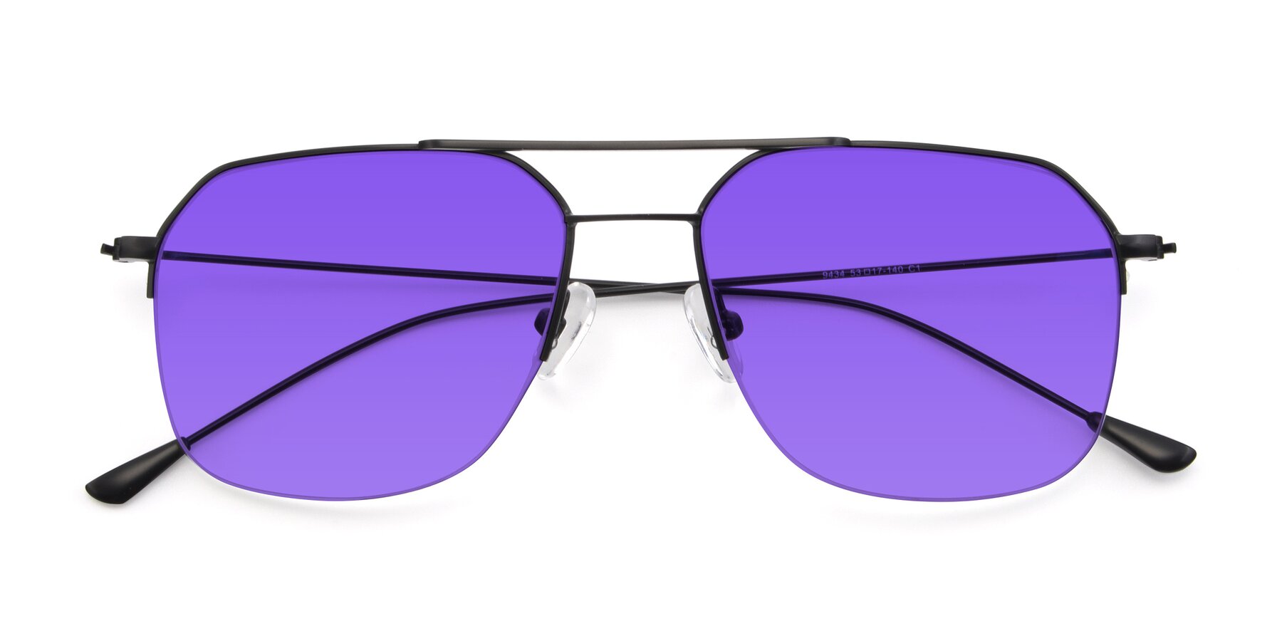 Folded Front of 9434 in Matte Black with Purple Tinted Lenses