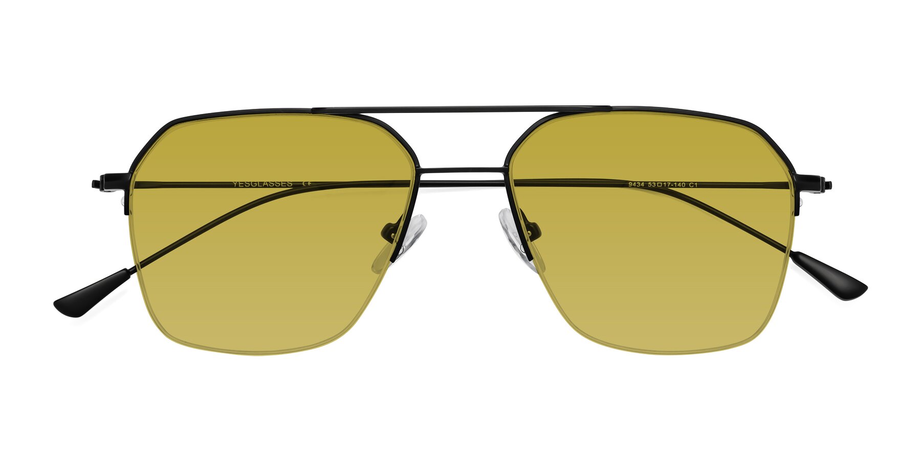 Folded Front of Largo in Matte Black with Champagne Tinted Lenses