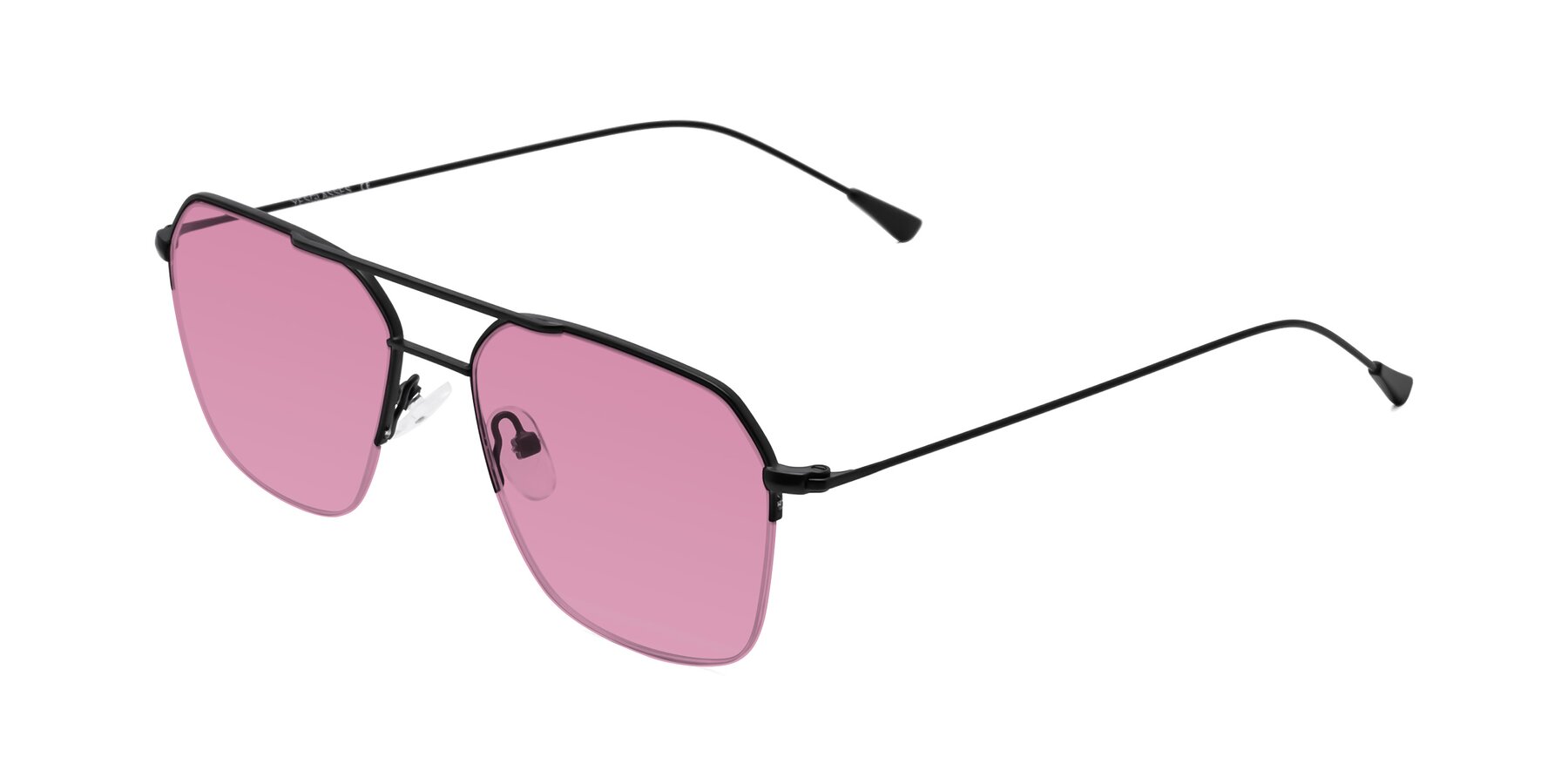 Angle of Largo in Matte Black with Medium Wine Tinted Lenses