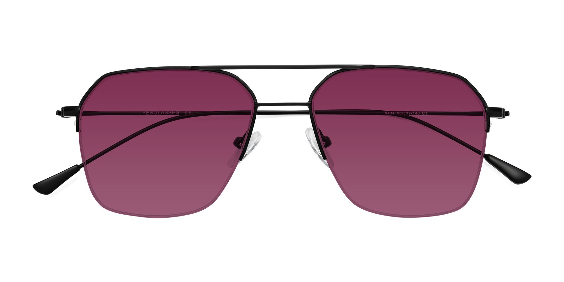 Folded Front of Largo in Matte Black with Wine Tinted Lenses