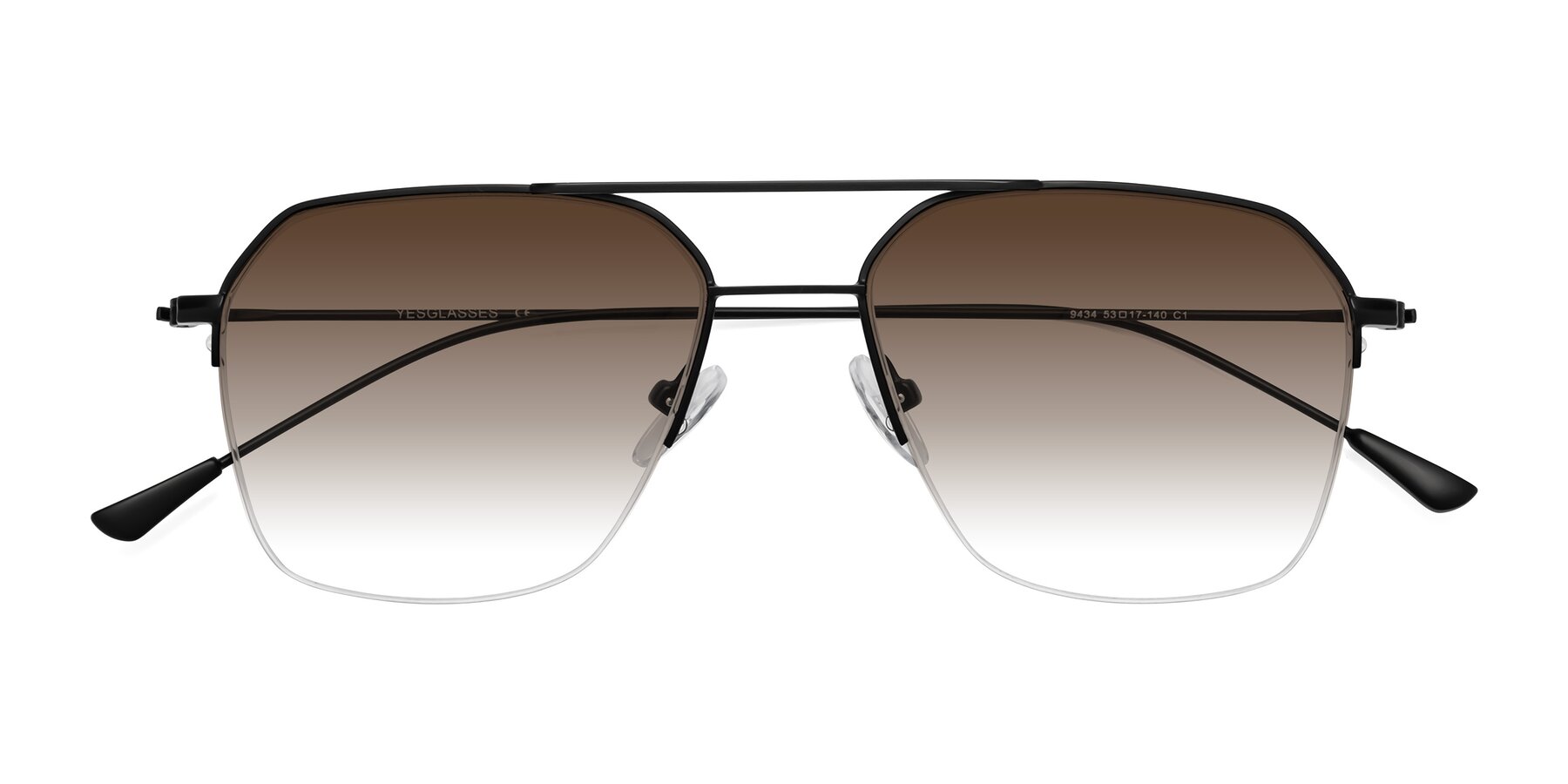 Folded Front of Largo in Matte Black with Brown Gradient Lenses