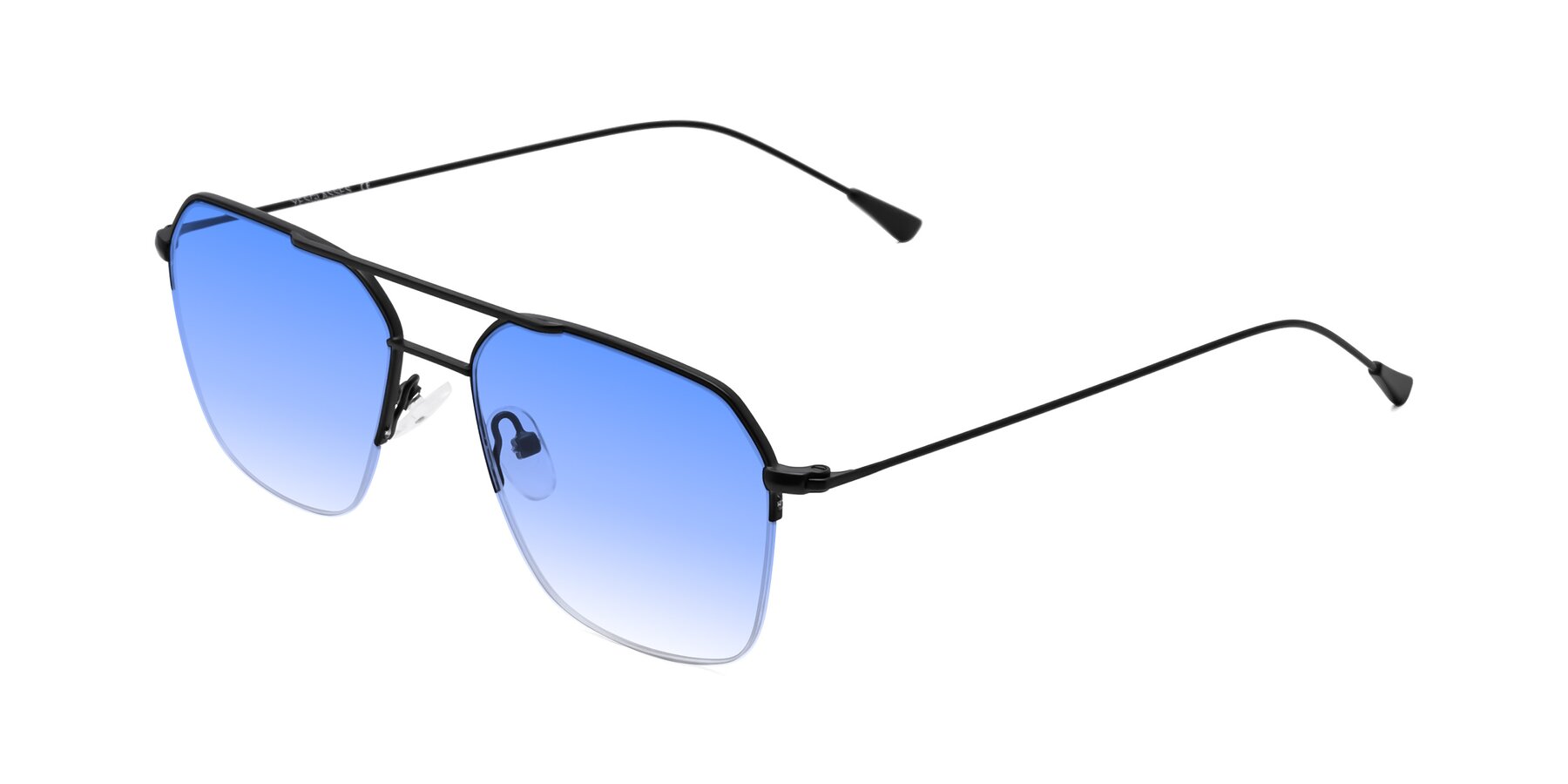 Angle of Largo in Matte Black with Blue Gradient Lenses