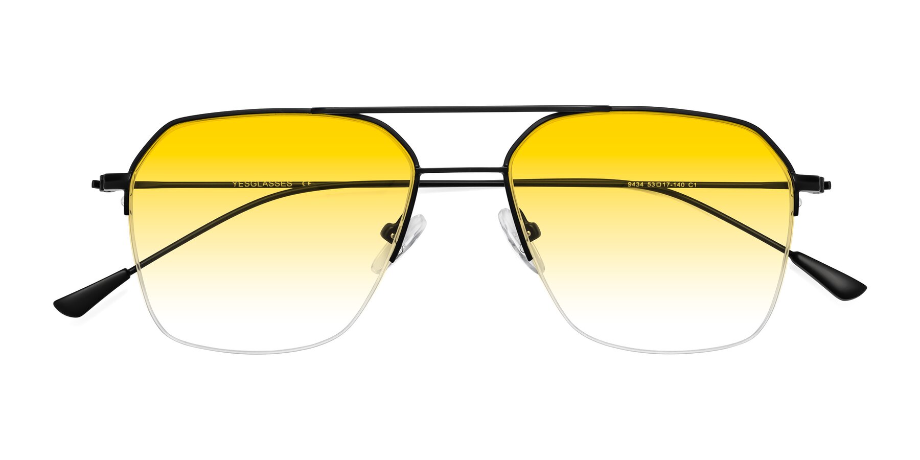 Folded Front of Largo in Matte Black with Yellow Gradient Lenses