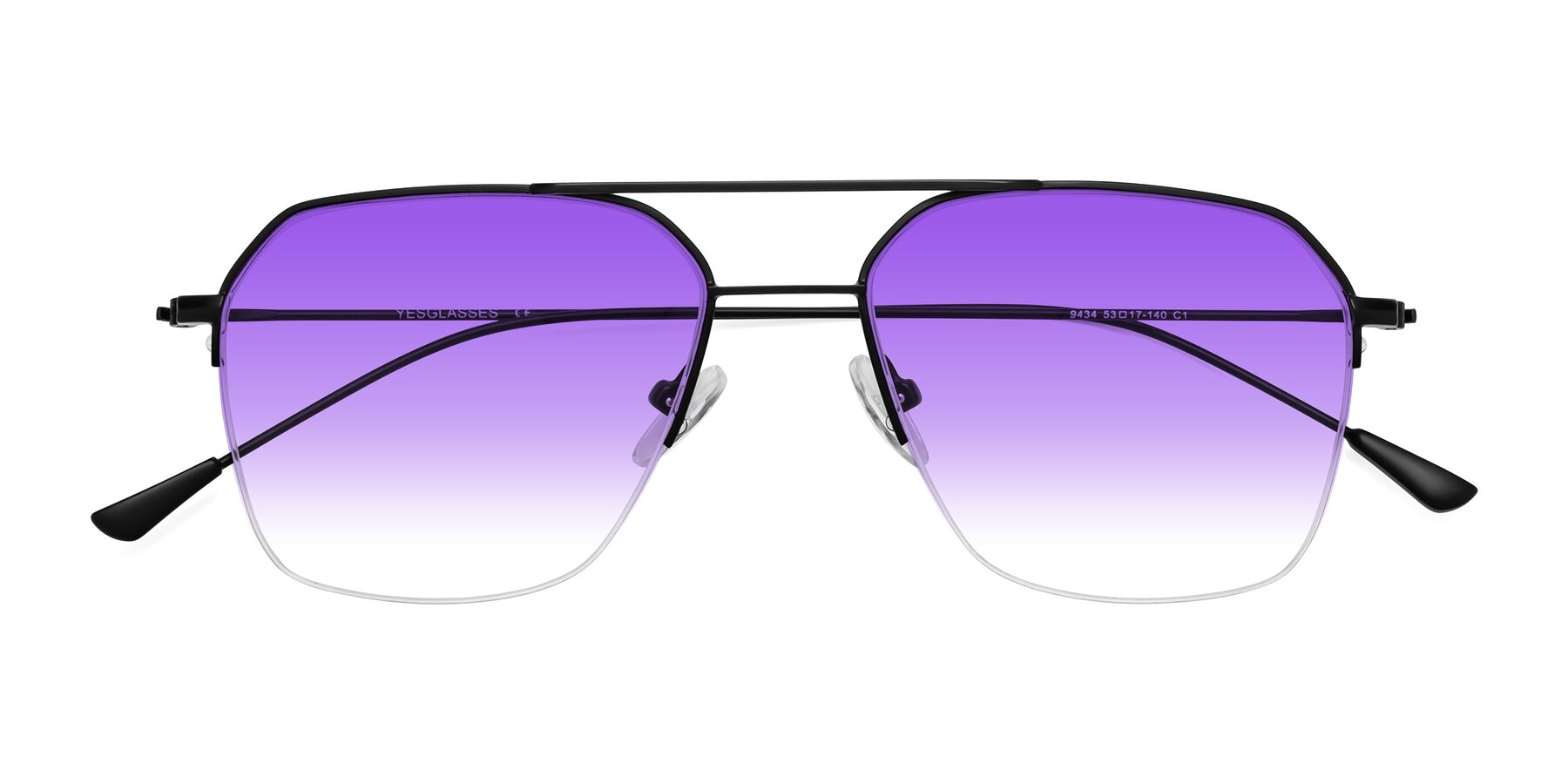 Folded Front of Largo in Matte Black with Purple Gradient Lenses