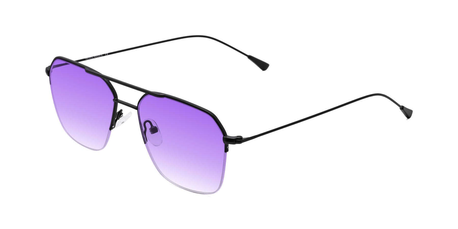 Angle of Largo in Matte Black with Purple Gradient Lenses