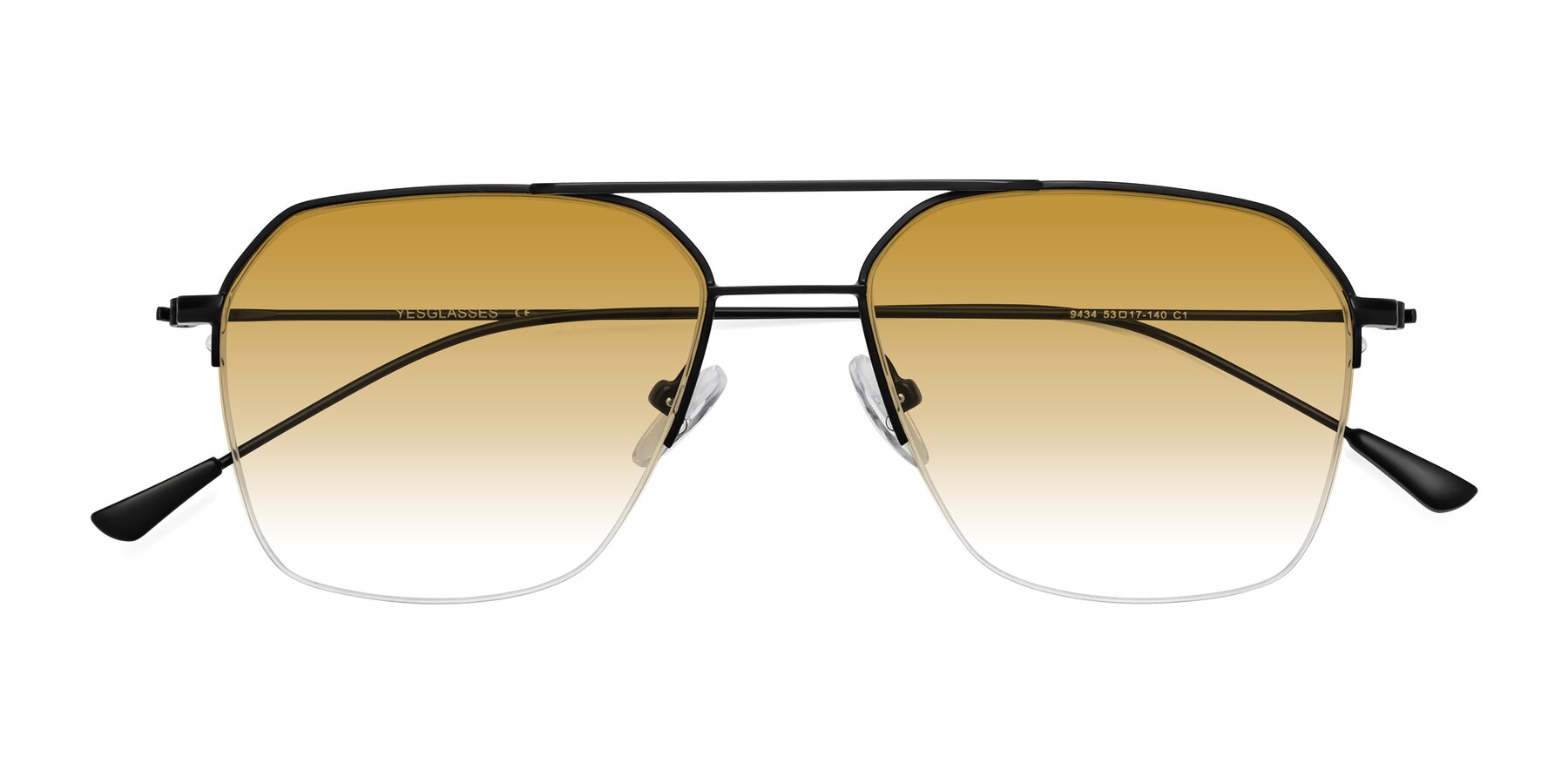 Folded Front of Largo in Matte Black with Champagne Gradient Lenses