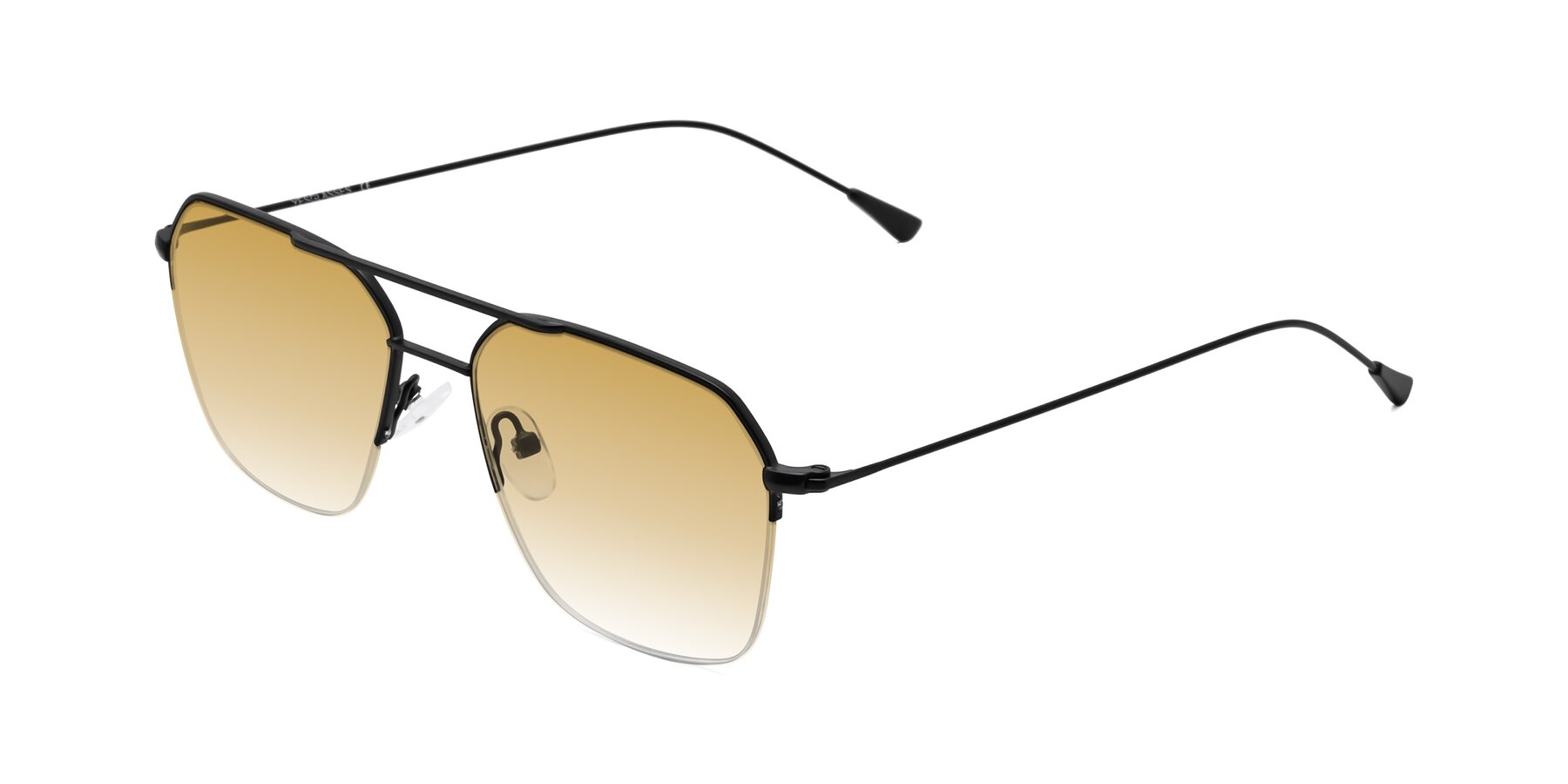Angle of Largo in Matte Black with Champagne Gradient Lenses