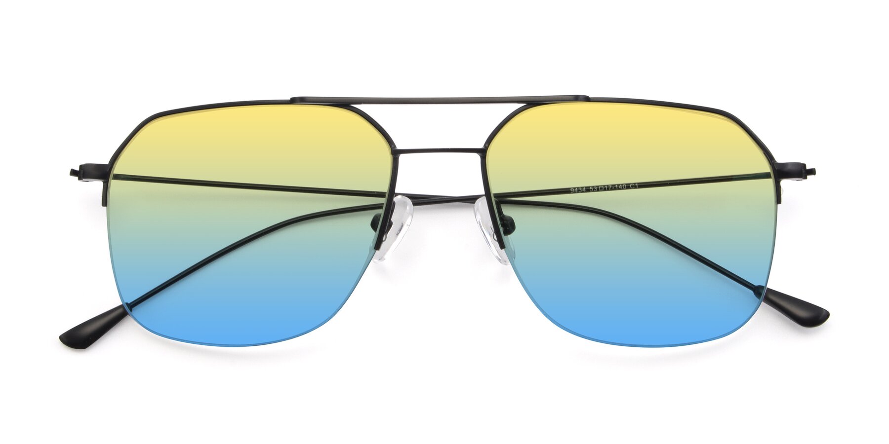 Folded Front of 9434 in Matte Black with Yellow / Blue Gradient Lenses