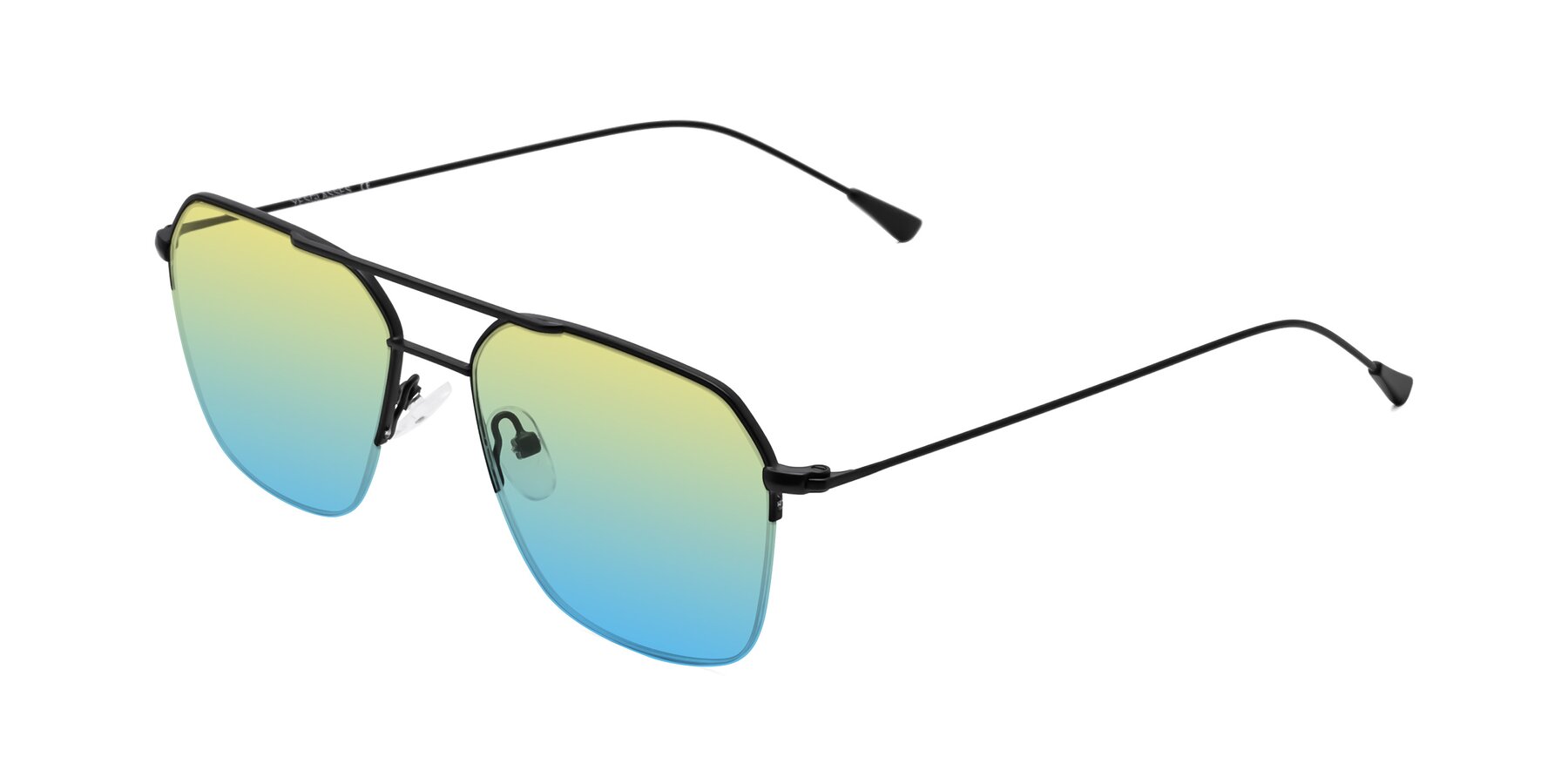 Angle of Largo in Matte Black with Yellow / Blue Gradient Lenses