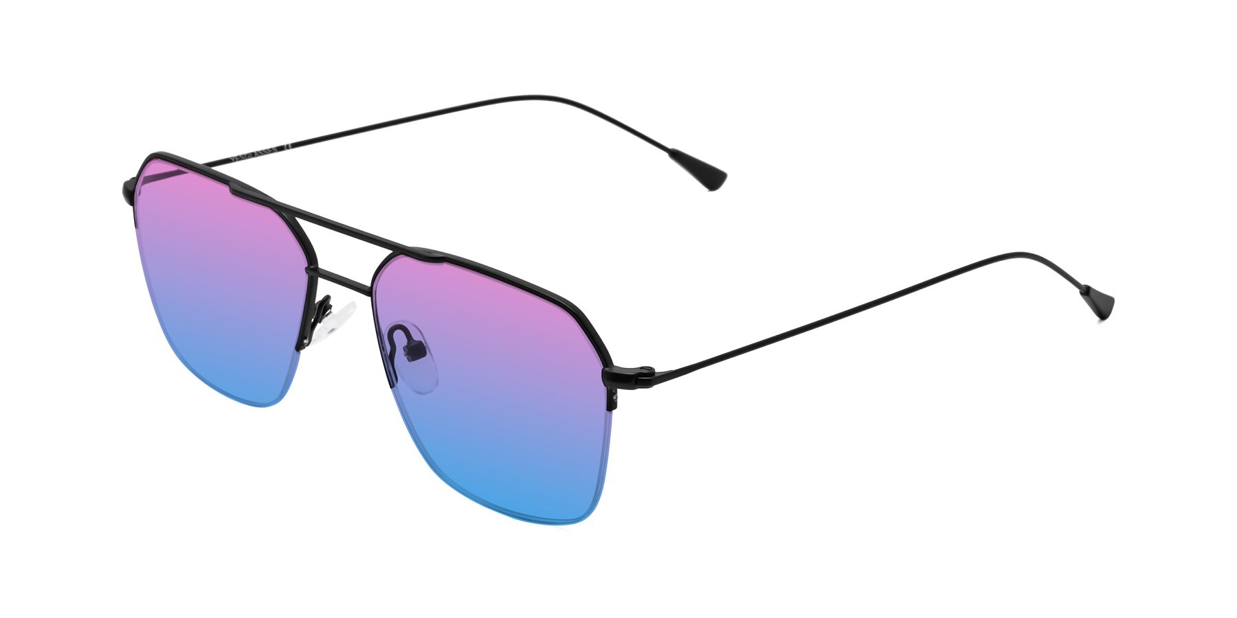 Angle of Largo in Matte Black with Pink / Blue Gradient Lenses
