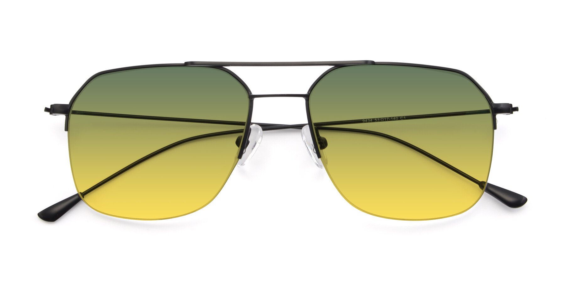 Folded Front of 9434 in Matte Black with Green / Yellow Gradient Lenses