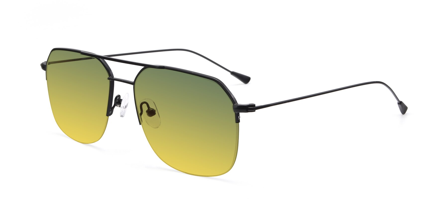 Angle of 9434 in Matte Black with Green / Yellow Gradient Lenses
