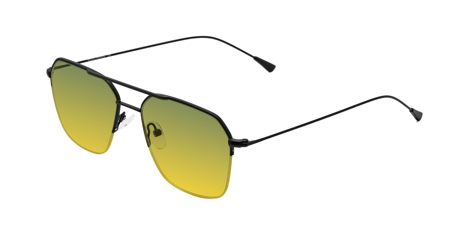 Angle of Largo in Matte Black with Green / Yellow Gradient Lenses