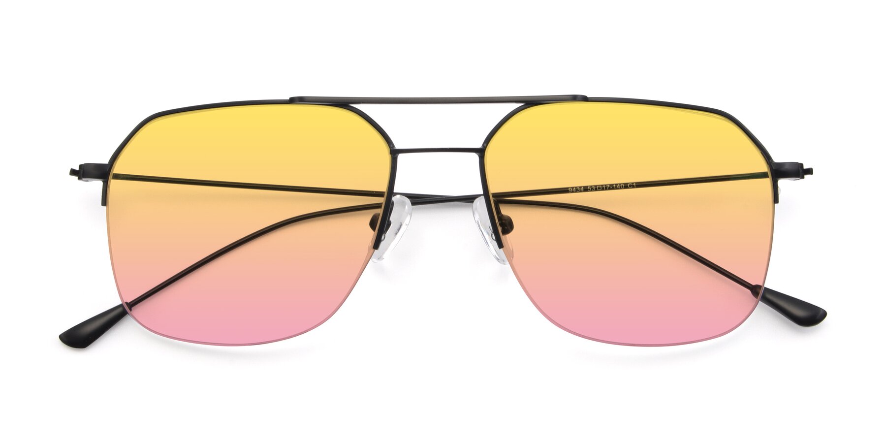 Folded Front of 9434 in Matte Black with Yellow / Pink Gradient Lenses