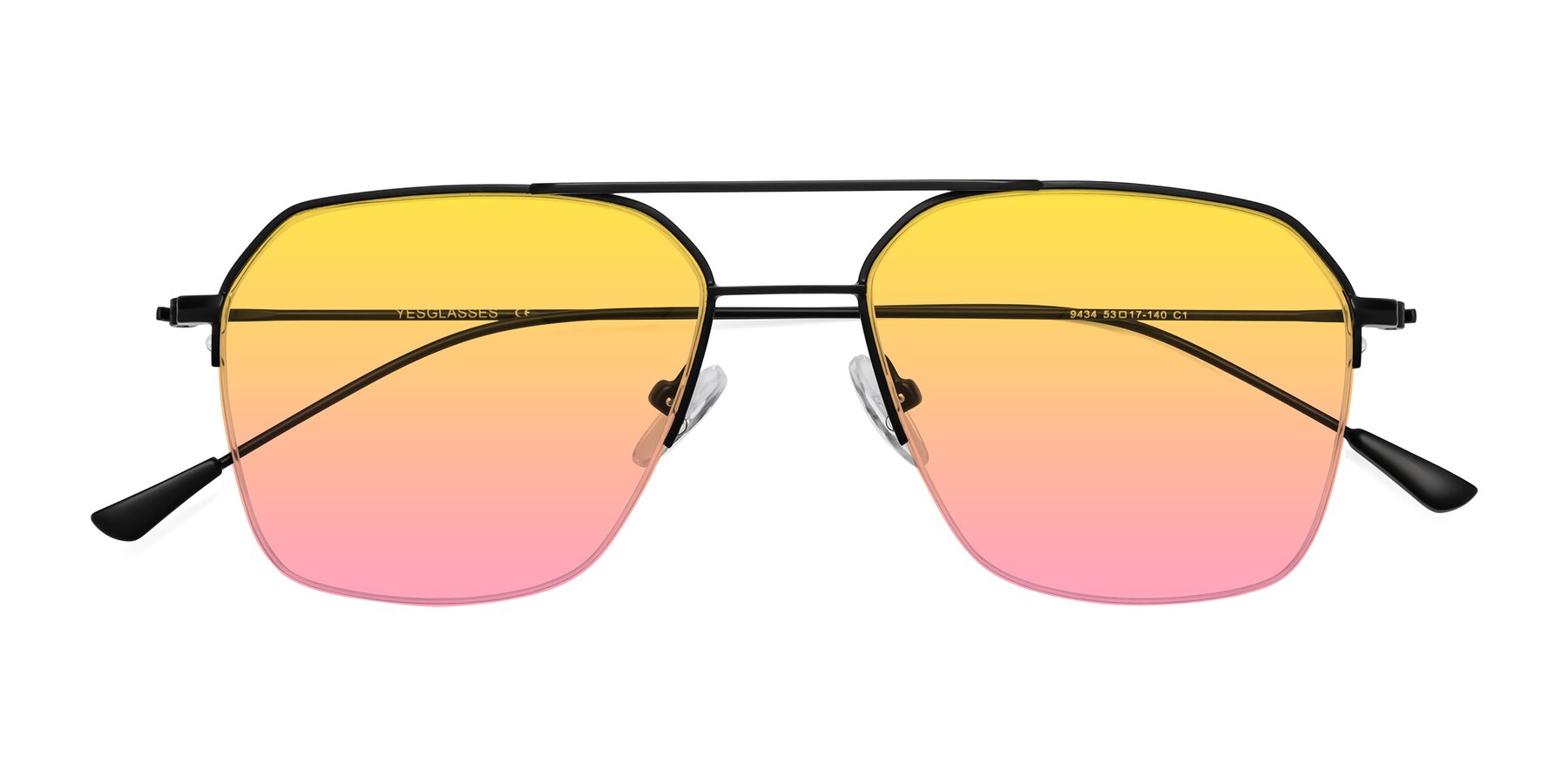 Folded Front of Largo in Matte Black with Yellow / Pink Gradient Lenses
