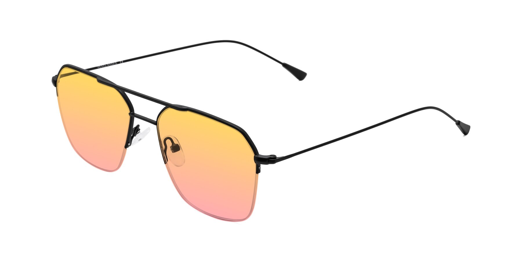 Angle of Largo in Matte Black with Yellow / Pink Gradient Lenses