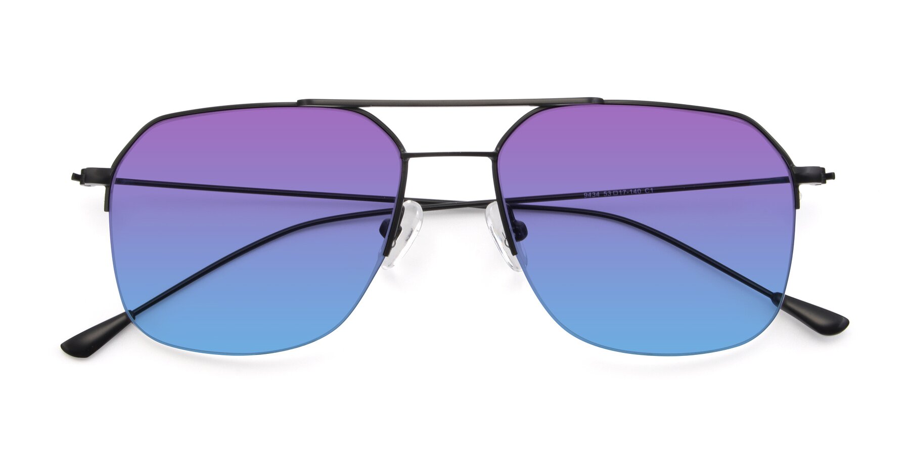 Folded Front of 9434 in Matte Black with Purple / Blue Gradient Lenses