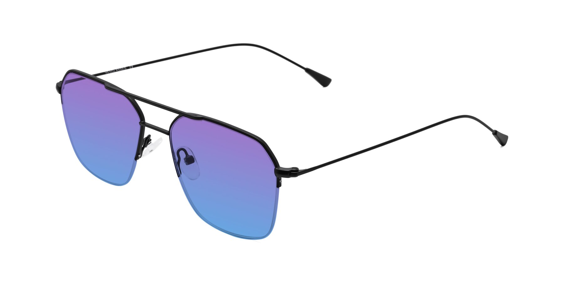 Angle of Largo in Matte Black with Purple / Blue Gradient Lenses