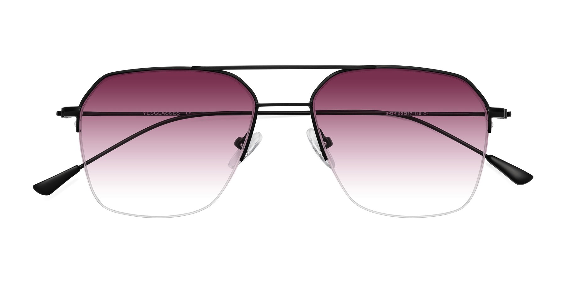 Folded Front of Largo in Matte Black with Wine Gradient Lenses