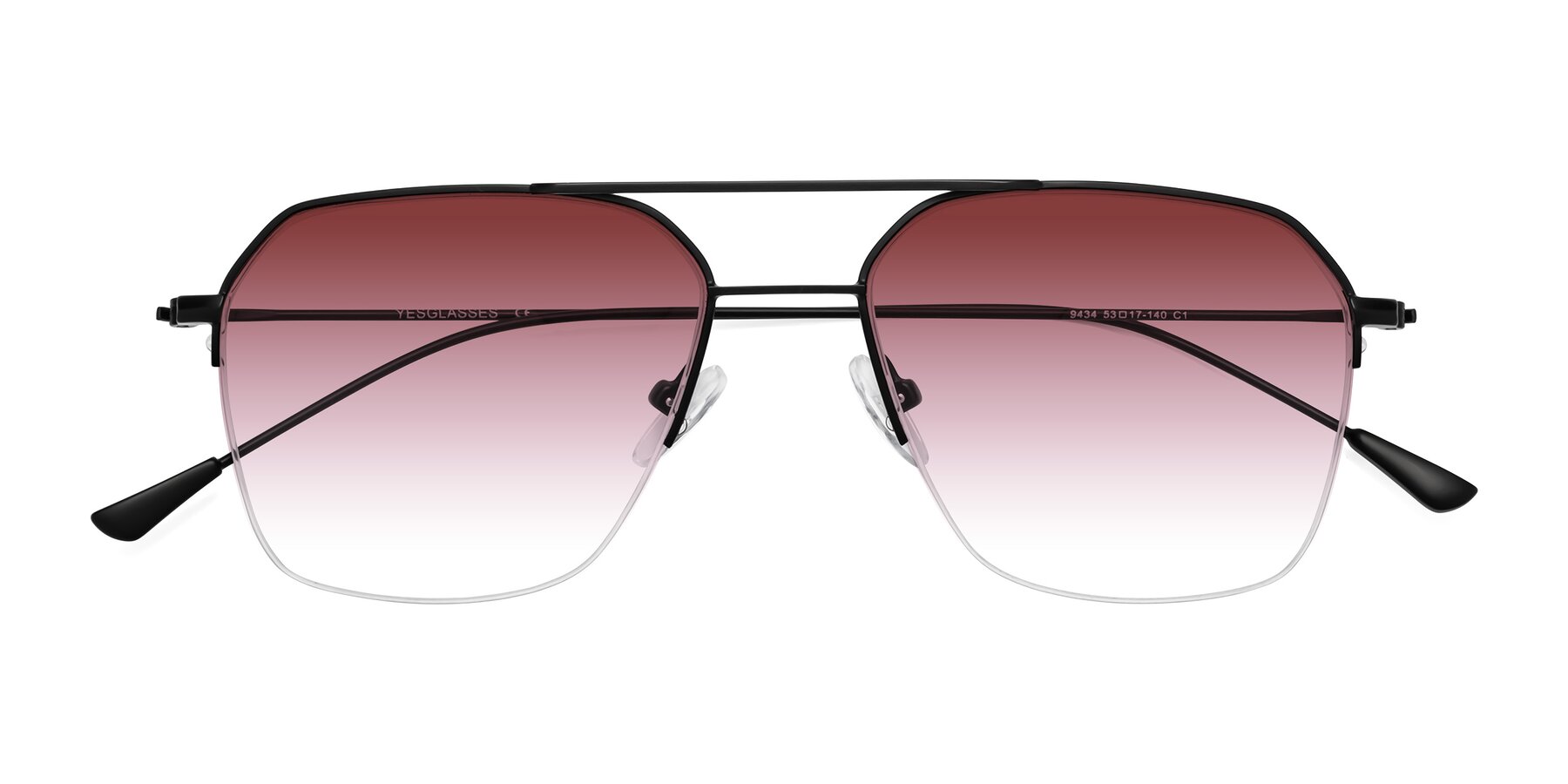 Folded Front of Largo in Matte Black with Garnet Gradient Lenses