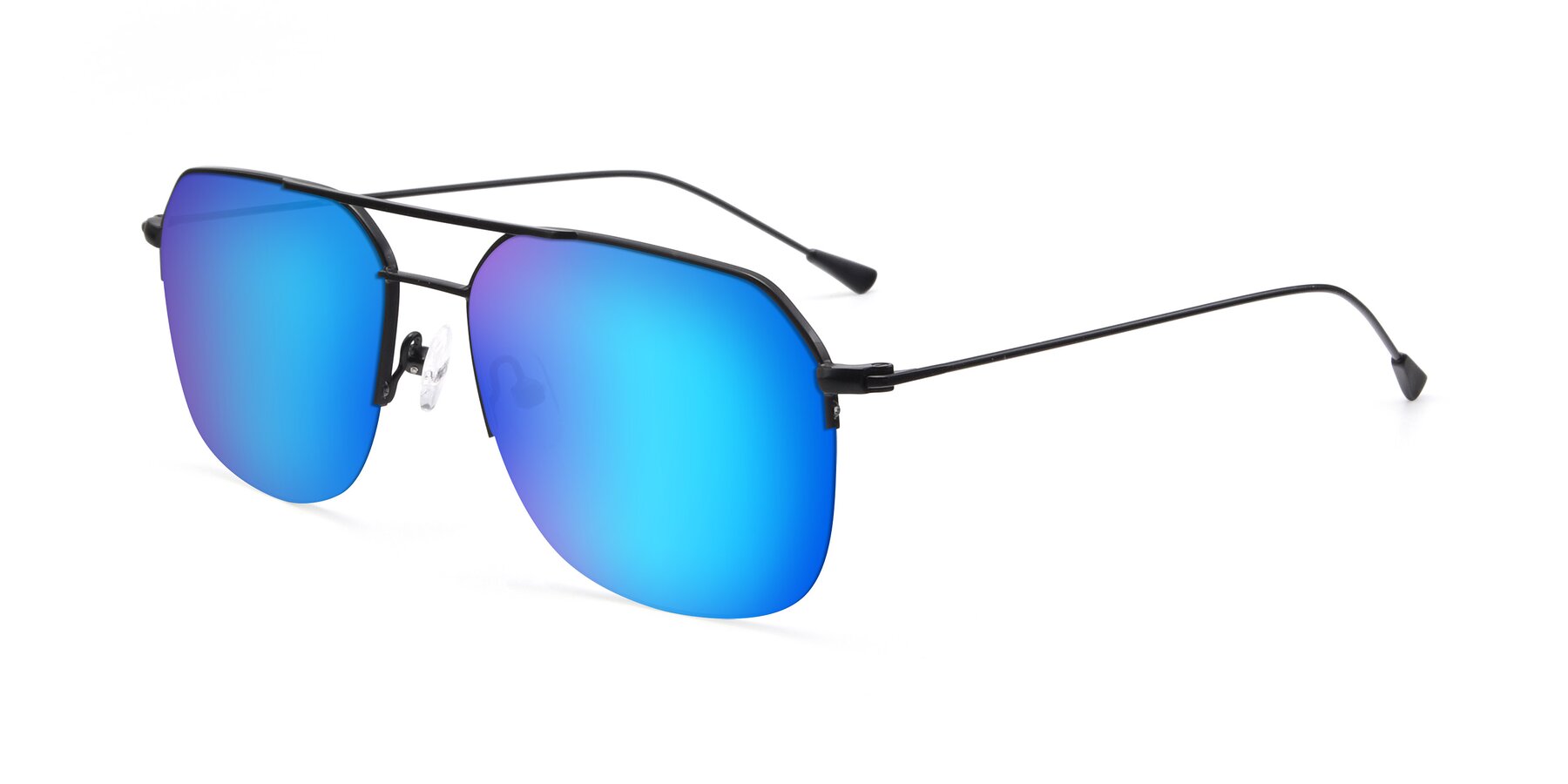 Angle of 9434 in Matte Black with Blue Mirrored Lenses
